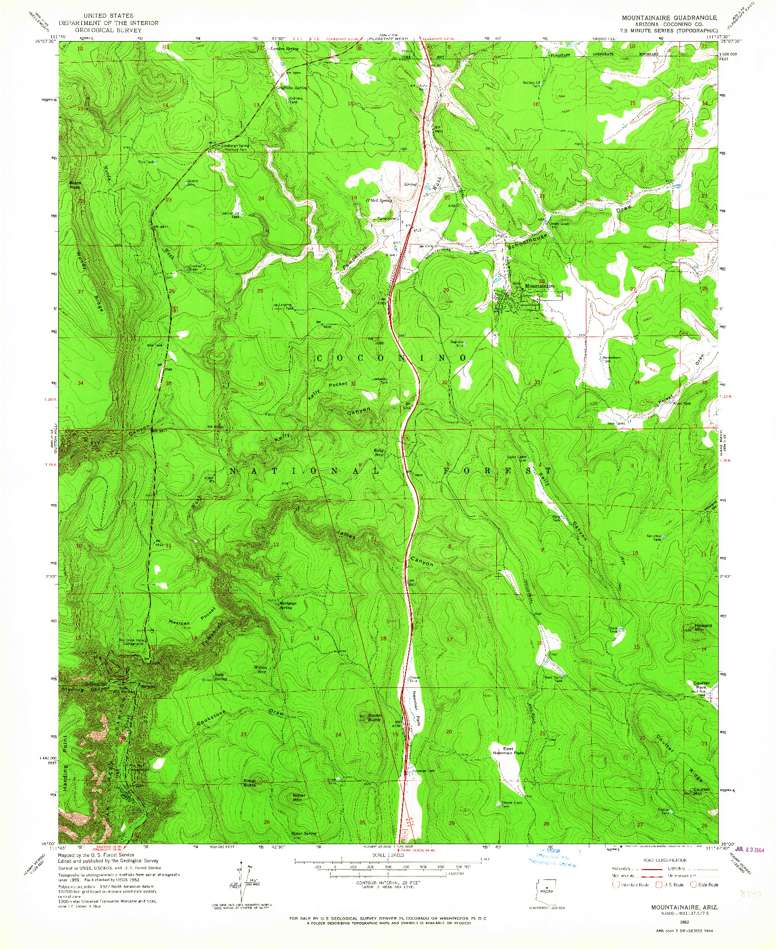 USGS 1:24000-SCALE QUADRANGLE FOR MOUNTAINAIRE, AZ 1962