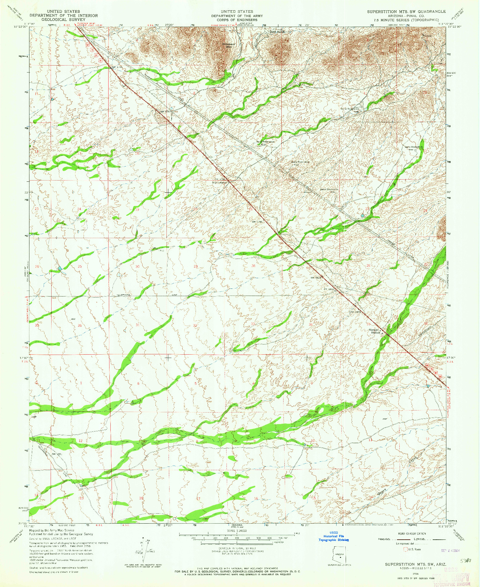 USGS 1:24000-SCALE QUADRANGLE FOR SUPERSTITION MTS. SW, AZ 1956