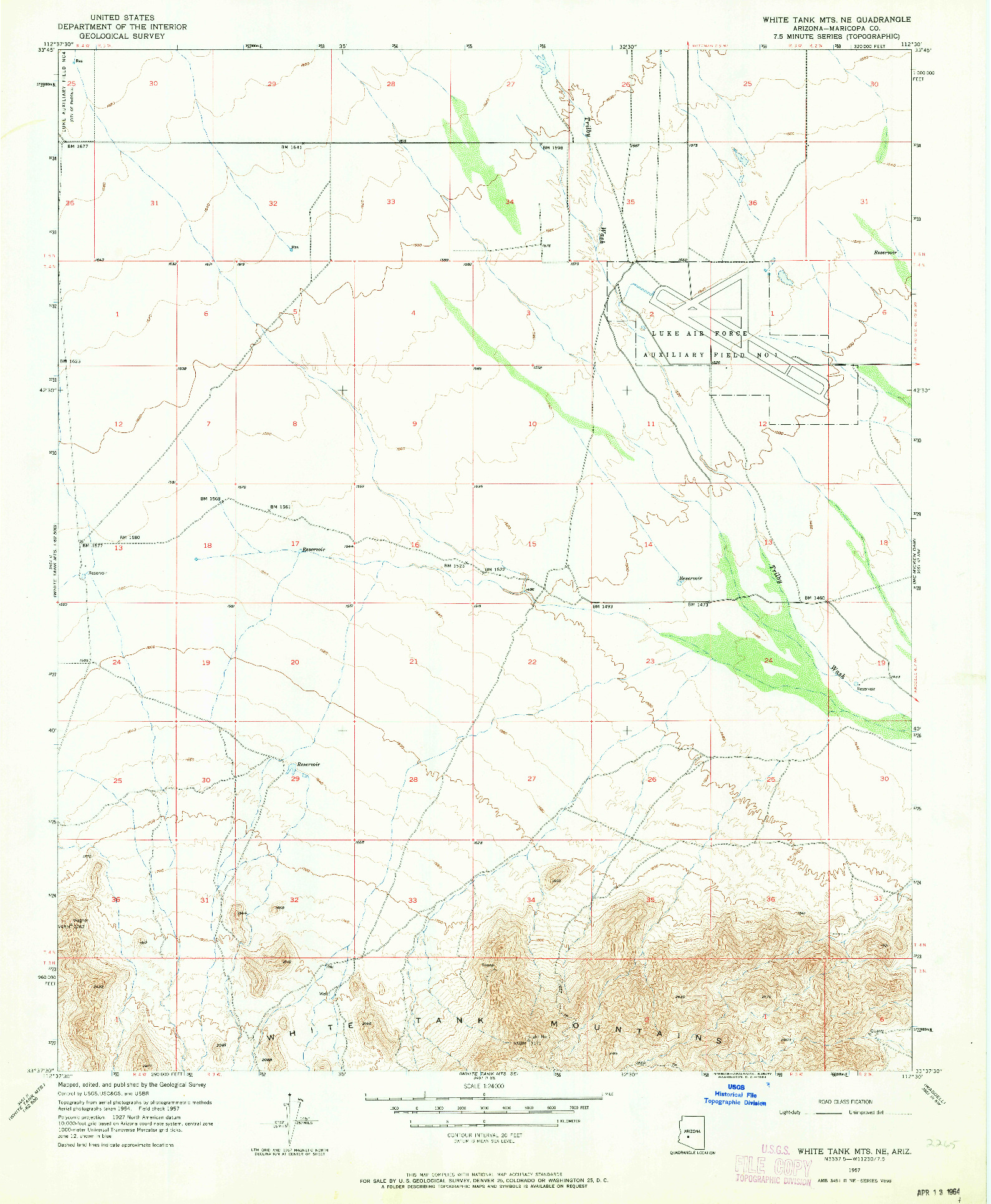 USGS 1:24000-SCALE QUADRANGLE FOR WHITE TANK MTS. NE, AZ 1957