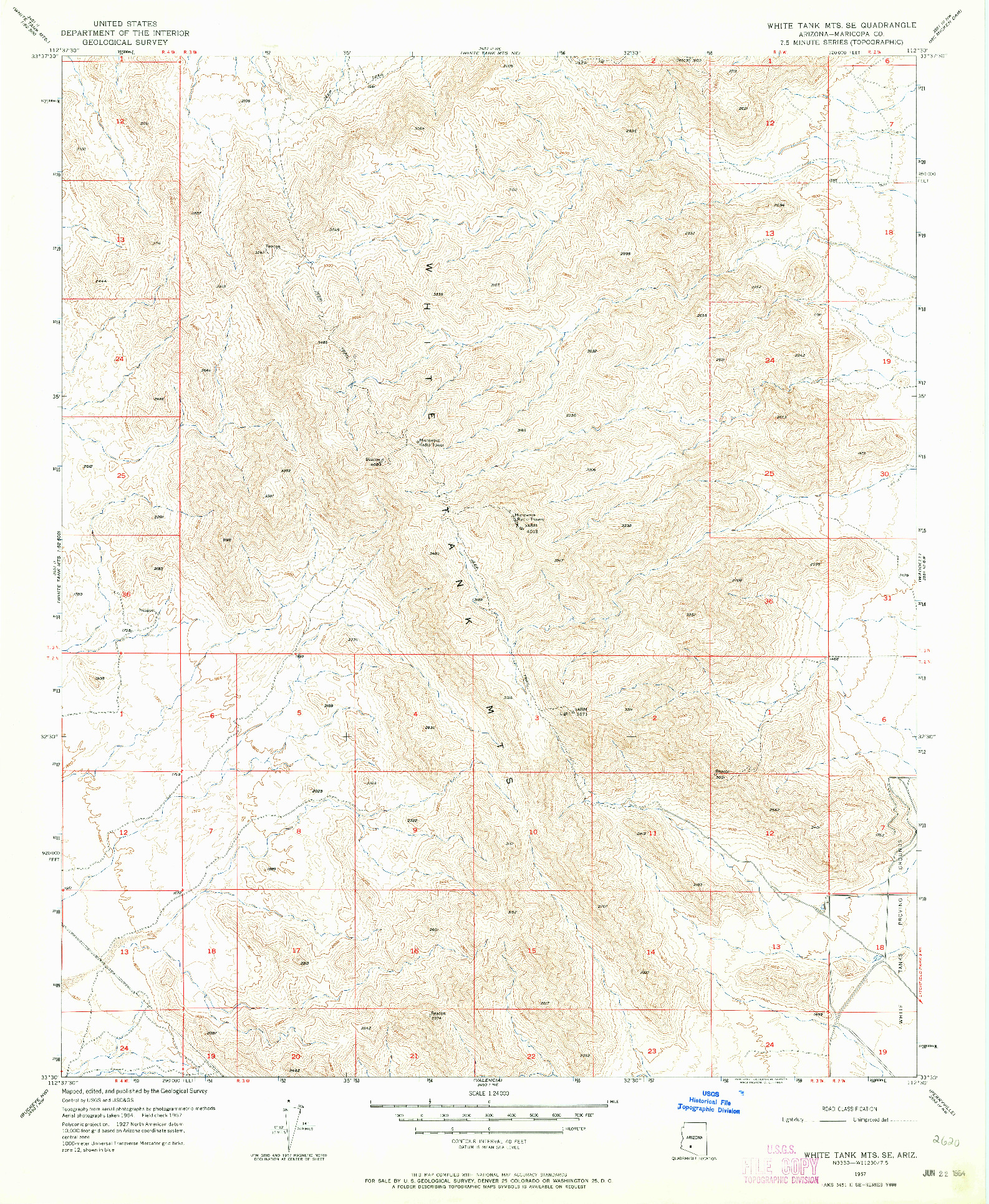 USGS 1:24000-SCALE QUADRANGLE FOR WHITE TANK MTS. SE, AZ 1957