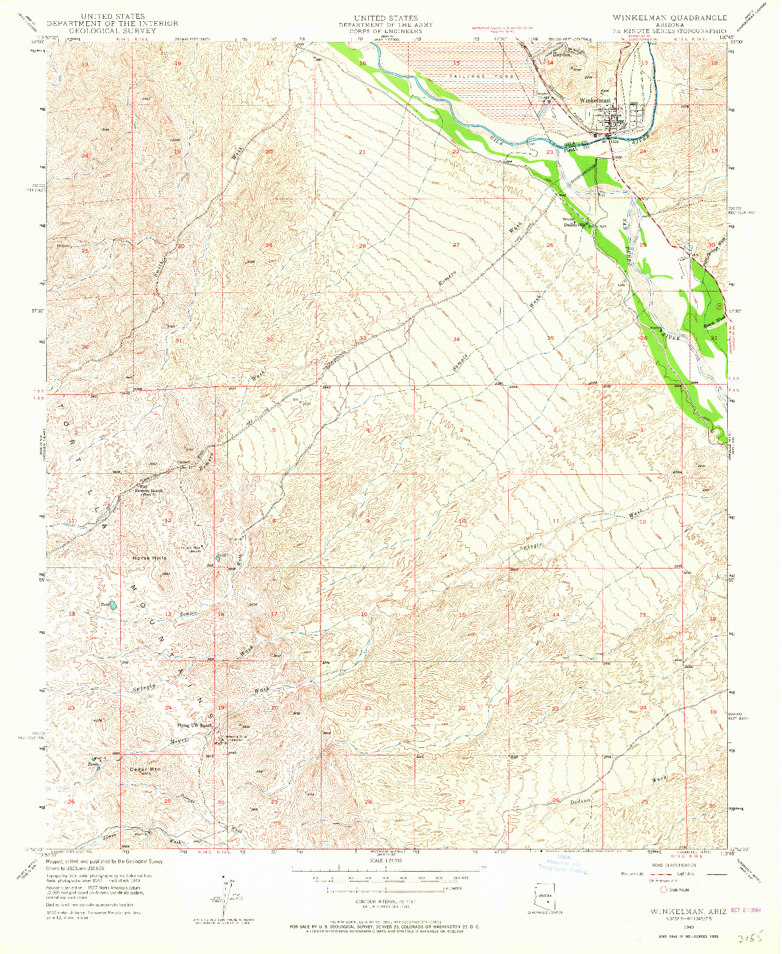 USGS 1:24000-SCALE QUADRANGLE FOR WINKELMAN, AZ 1949