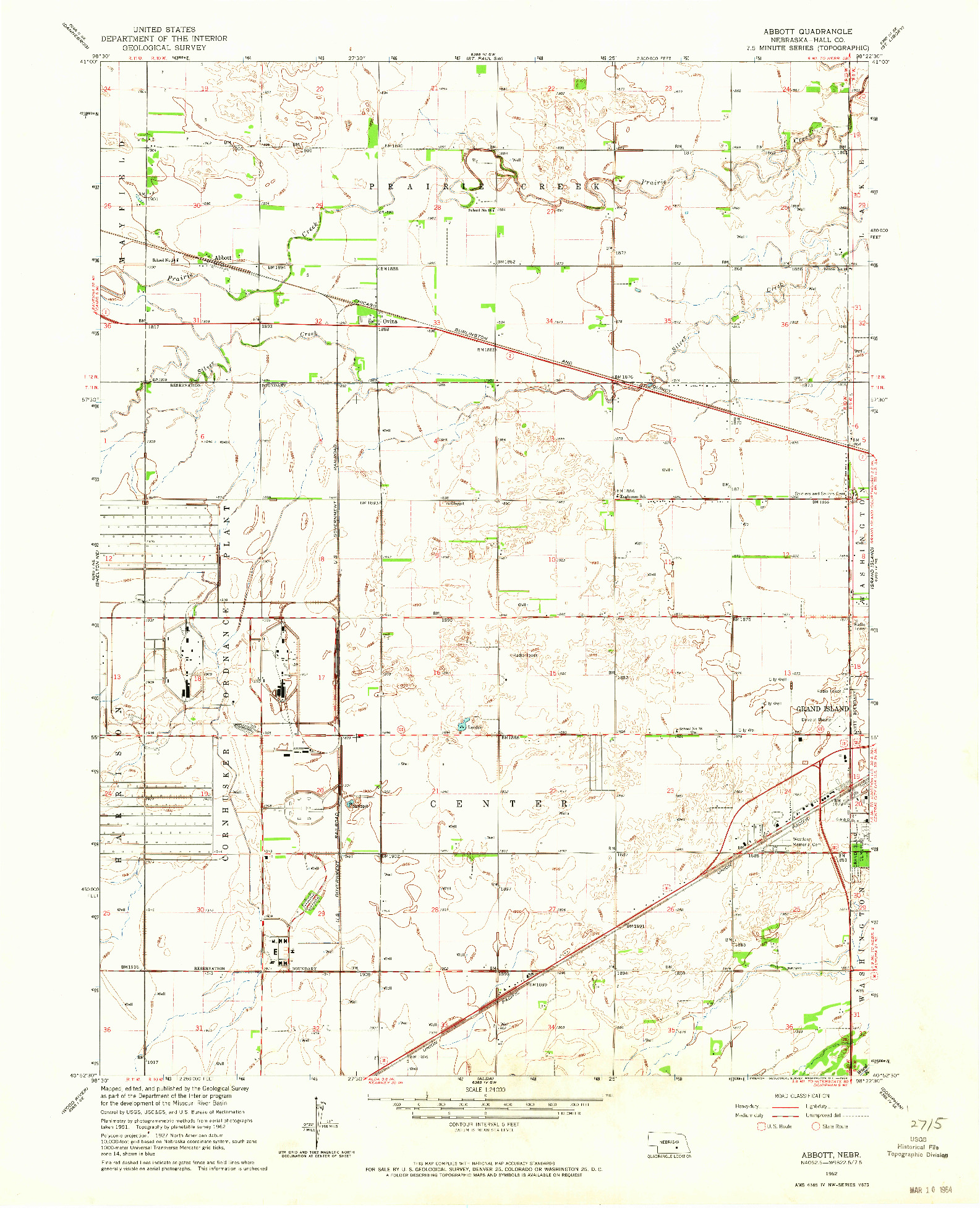 USGS 1:24000-SCALE QUADRANGLE FOR ABBOTT, NE 1962