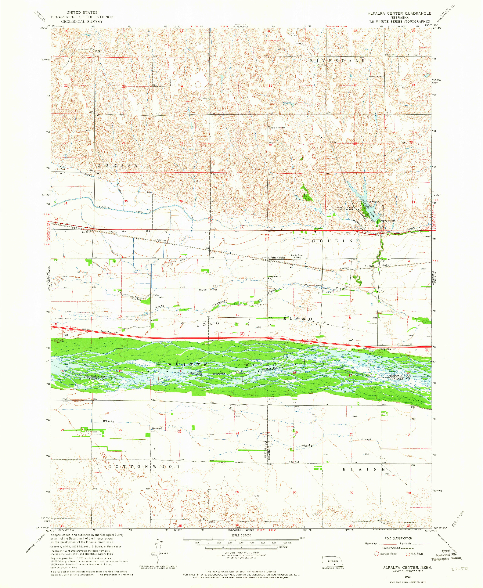 USGS 1:24000-SCALE QUADRANGLE FOR ALFALFA CENTER, NE 1962