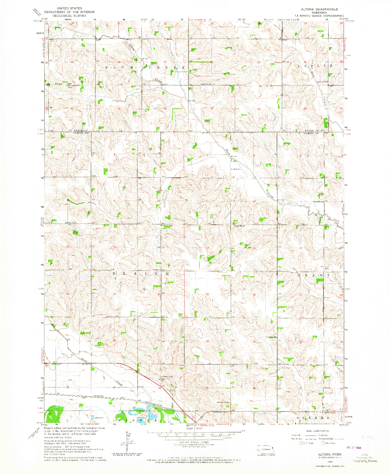 USGS 1:24000-SCALE QUADRANGLE FOR ALTONA, NE 1963