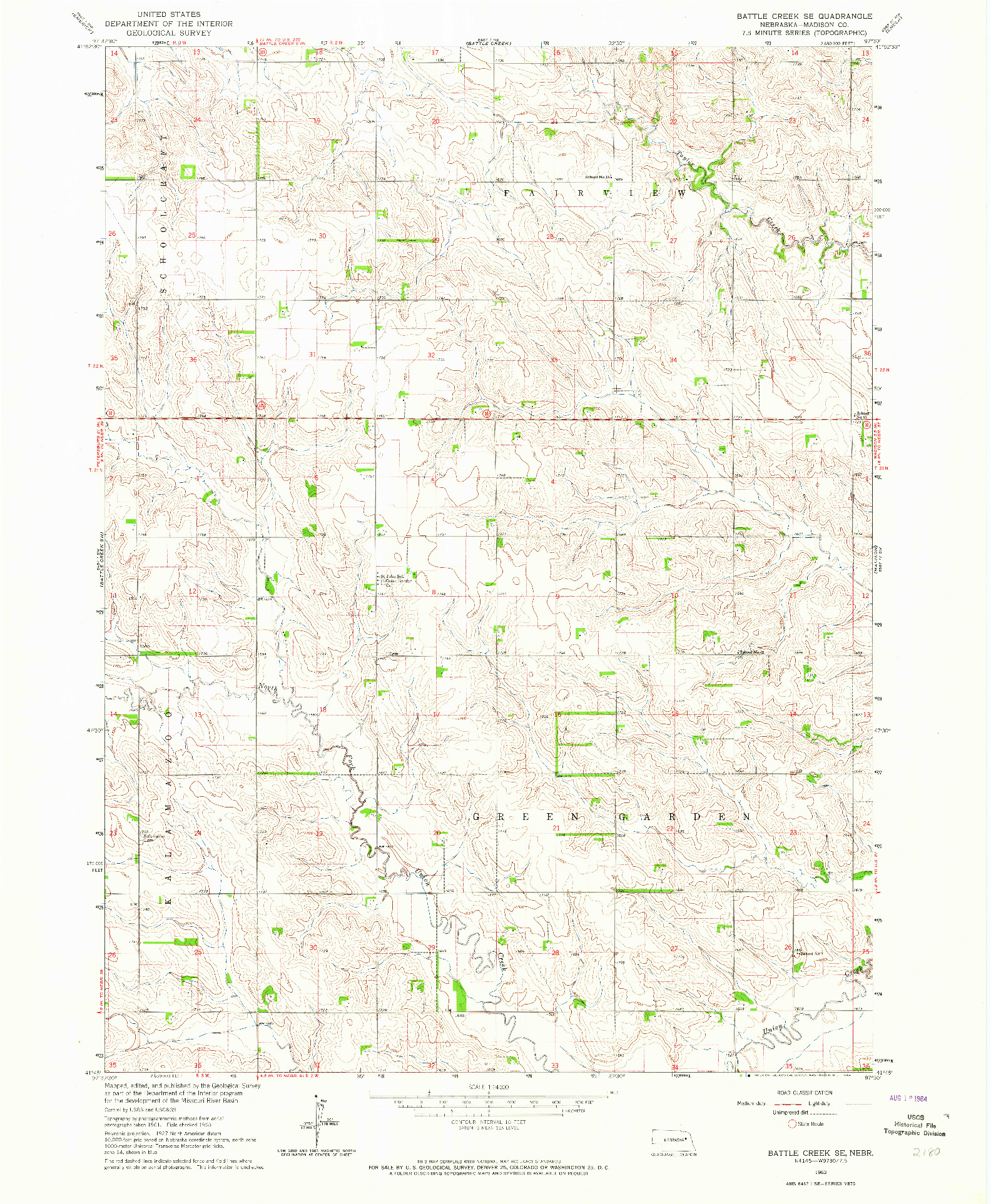 USGS 1:24000-SCALE QUADRANGLE FOR BATTLE CREEK SE, NE 1963