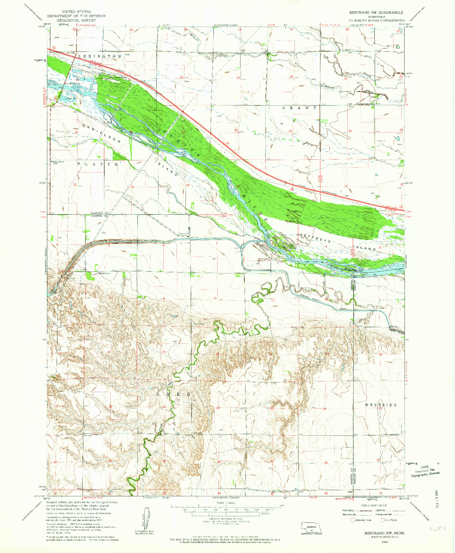 USGS 1:24000-SCALE QUADRANGLE FOR BERTRAND NW, NE 1962