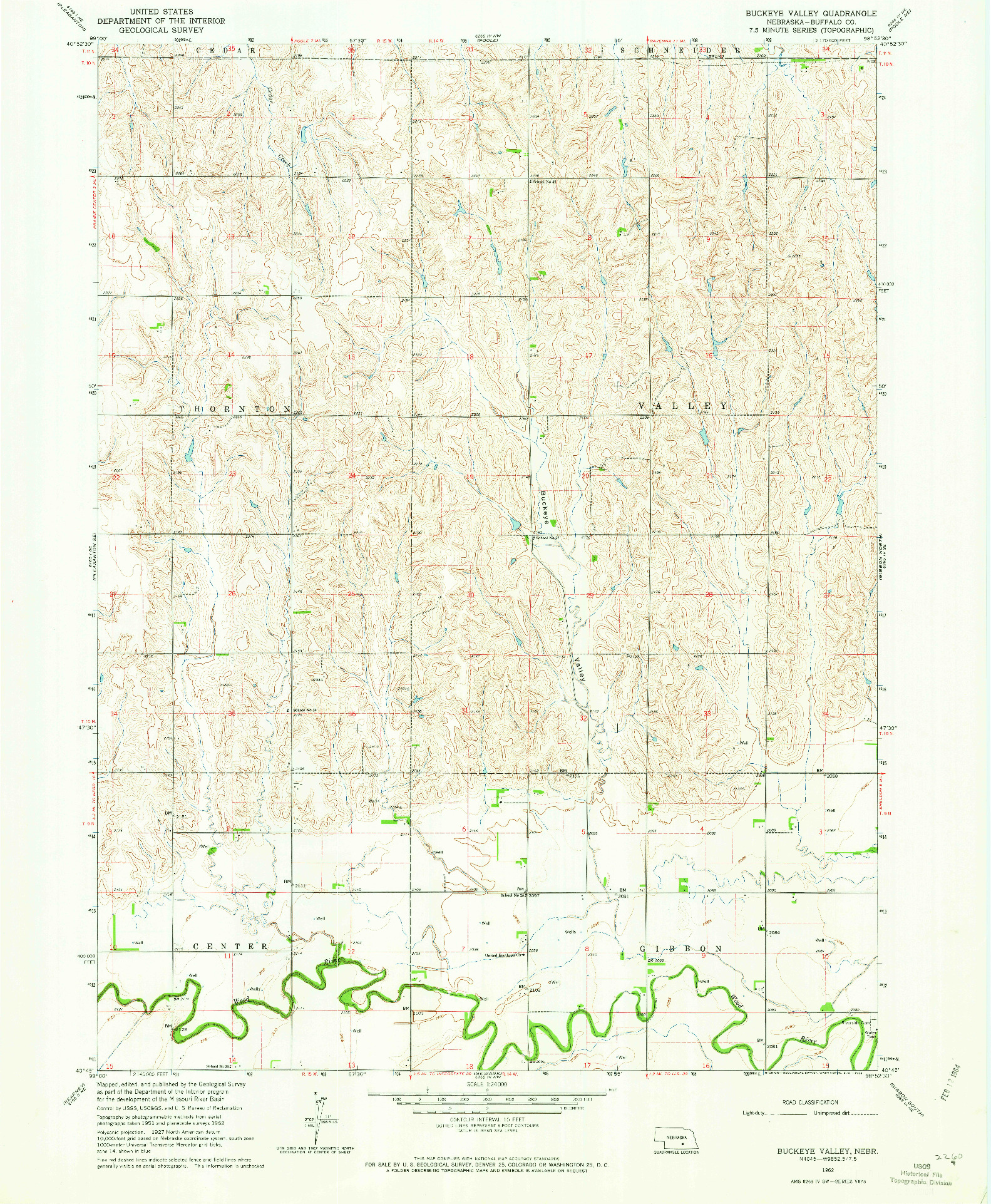 USGS 1:24000-SCALE QUADRANGLE FOR BUCKEYE VALLEY, NE 1962
