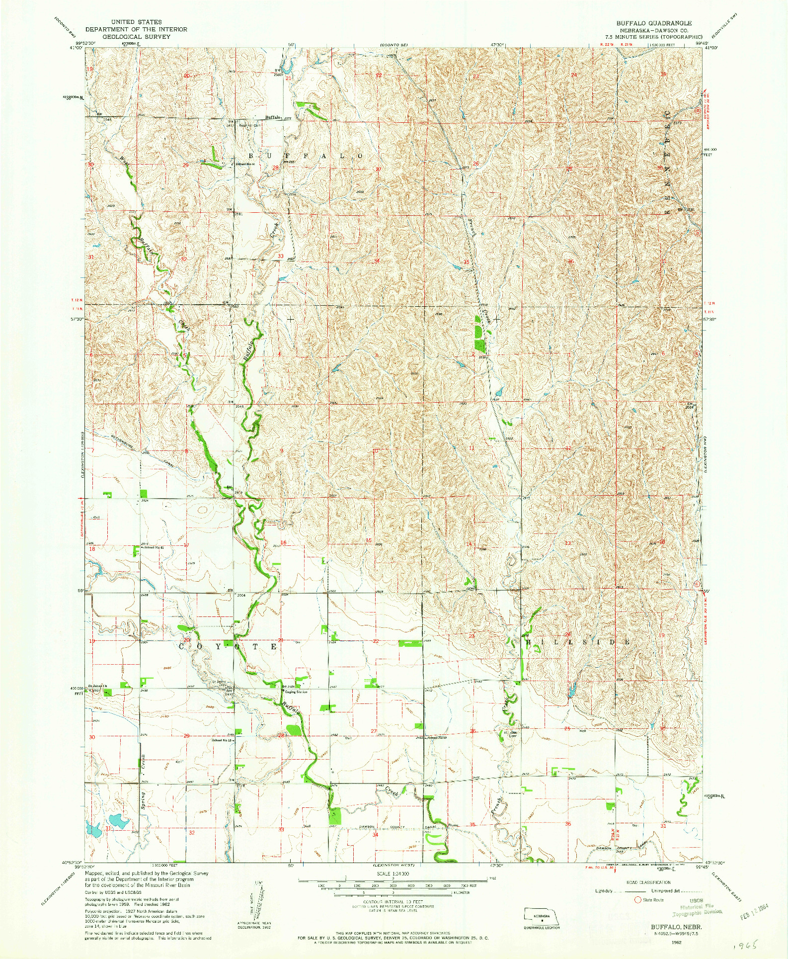 USGS 1:24000-SCALE QUADRANGLE FOR BUFFALO, NE 1962