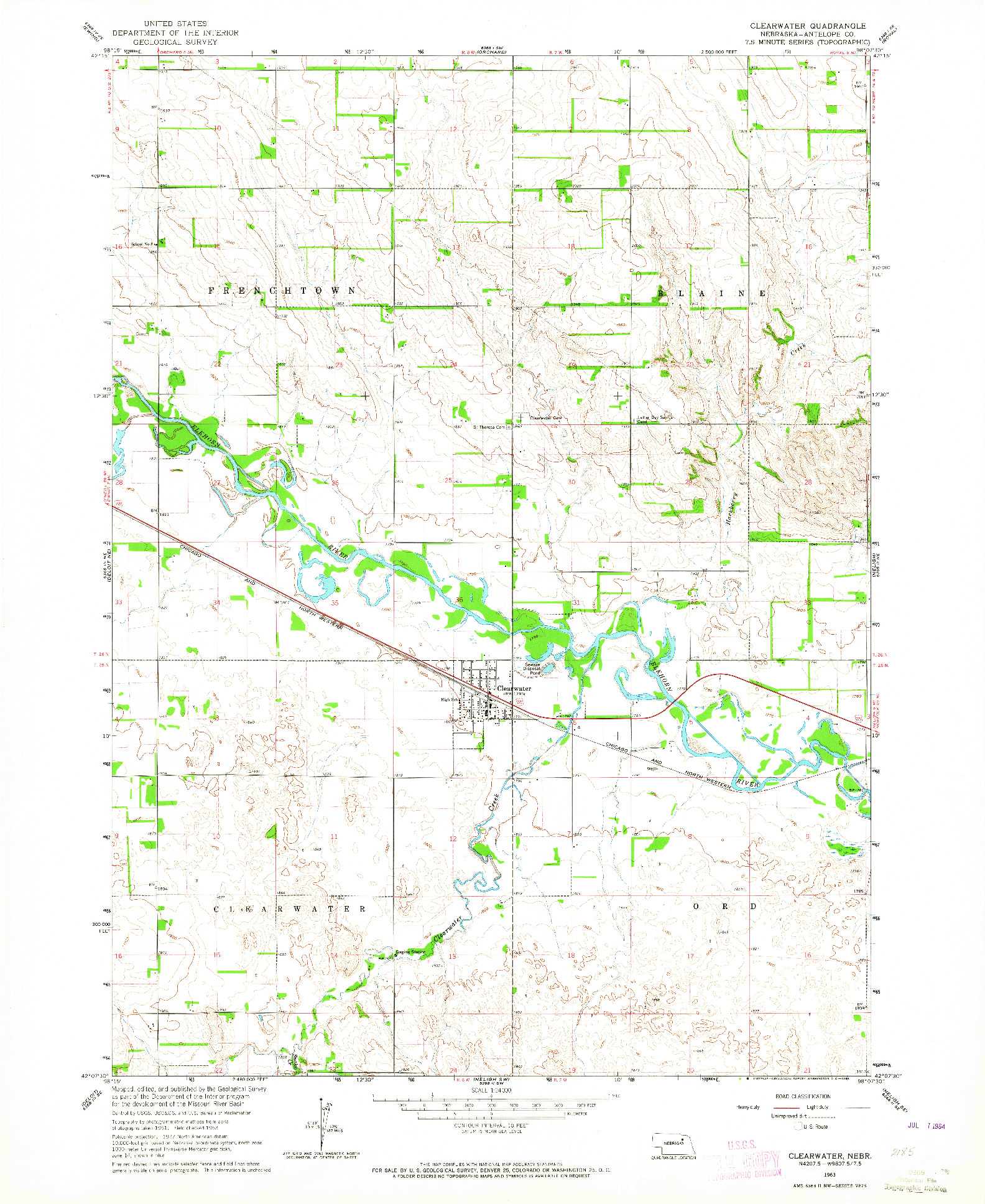 USGS 1:24000-SCALE QUADRANGLE FOR CLEARWATER, NE 1963