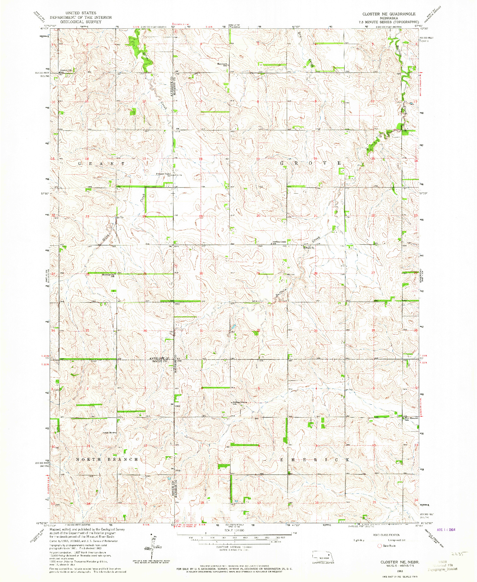 USGS 1:24000-SCALE QUADRANGLE FOR CLOSTER NE, NE 1963