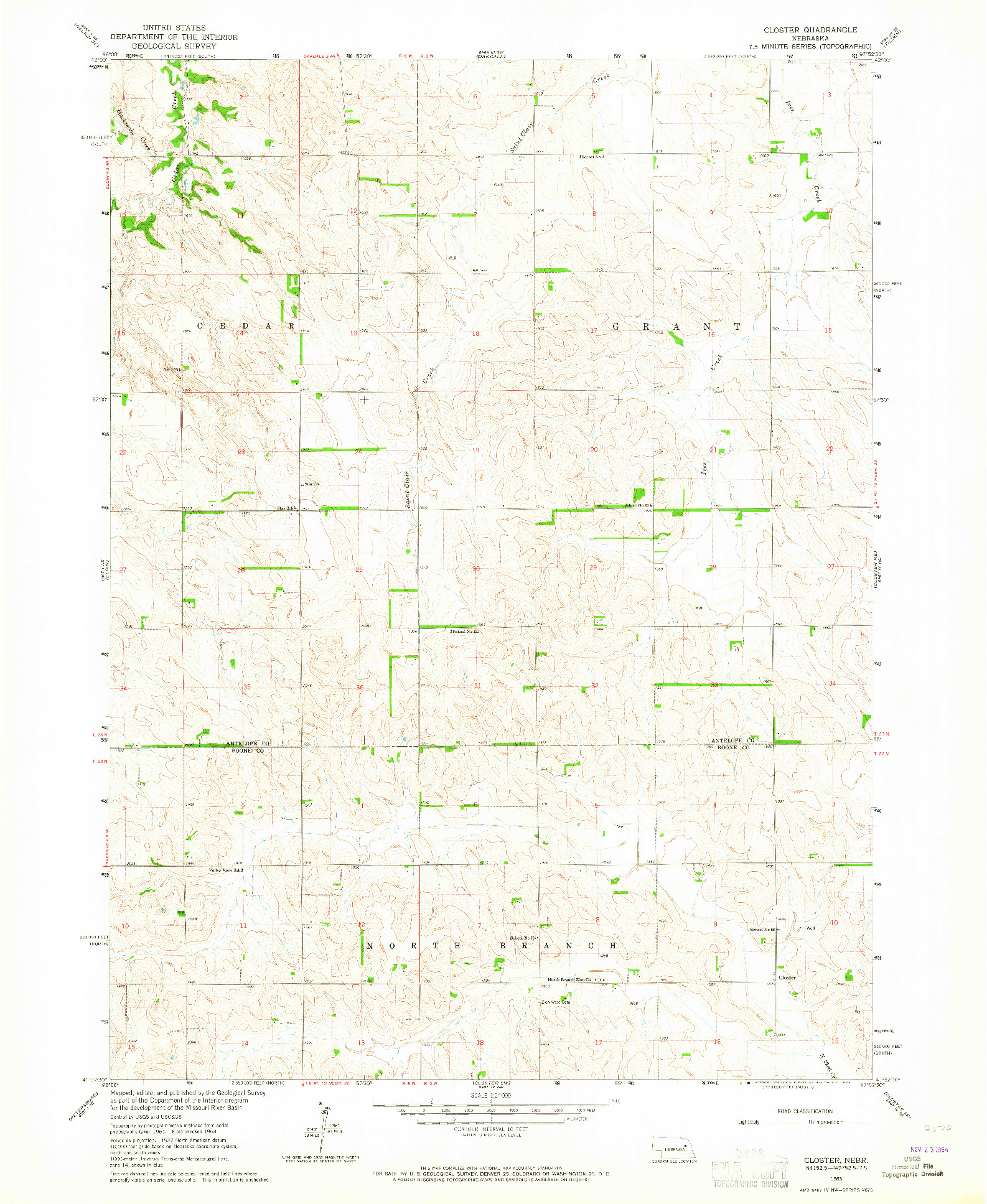 USGS 1:24000-SCALE QUADRANGLE FOR CLOSTER, NE 1963