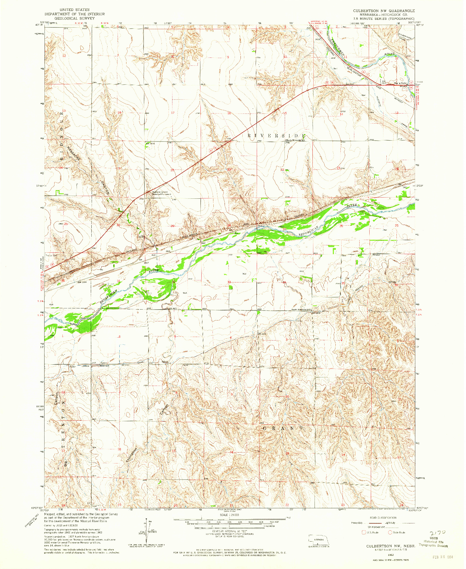 USGS 1:24000-SCALE QUADRANGLE FOR CULBERTSON NW, NE 1962