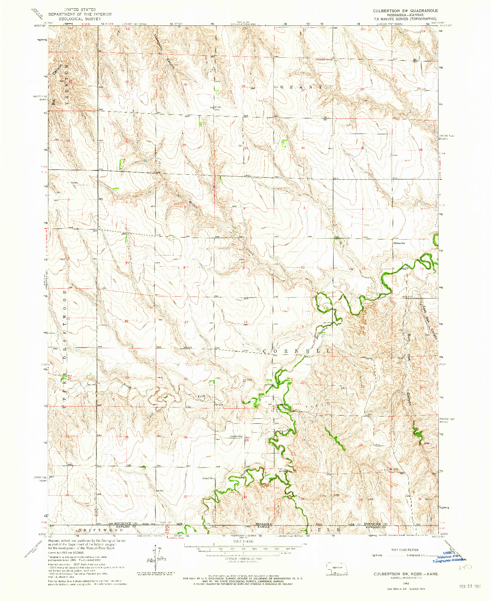 USGS 1:24000-SCALE QUADRANGLE FOR CULBERTSON SW, NE 1962