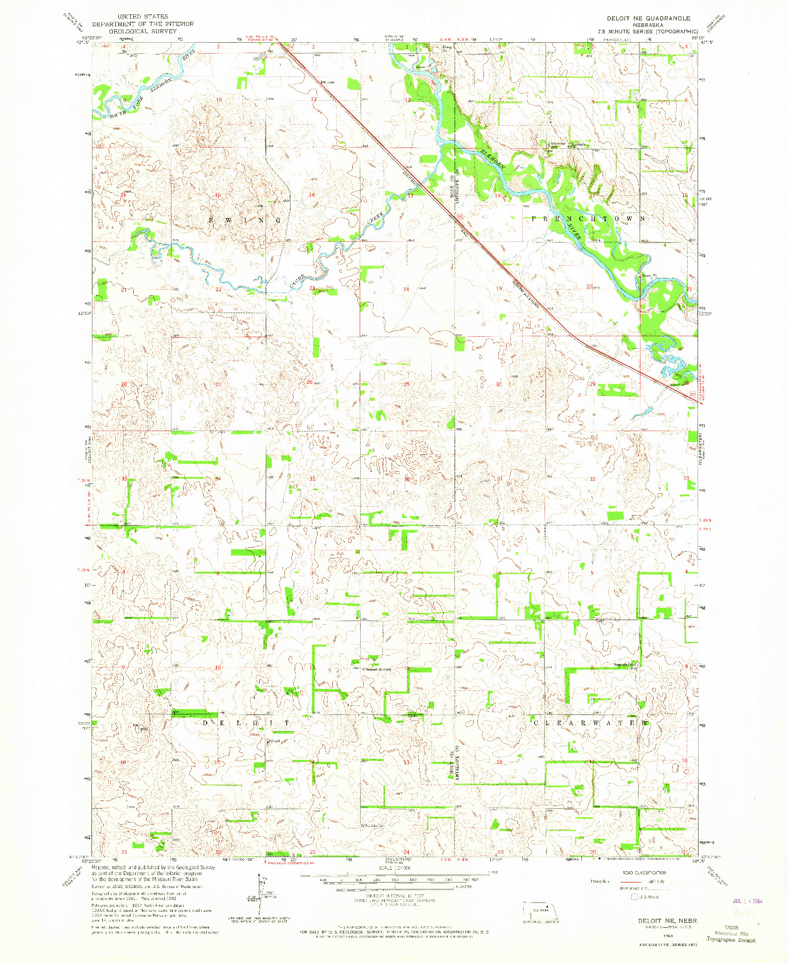 USGS 1:24000-SCALE QUADRANGLE FOR DELOIT NE, NE 1963