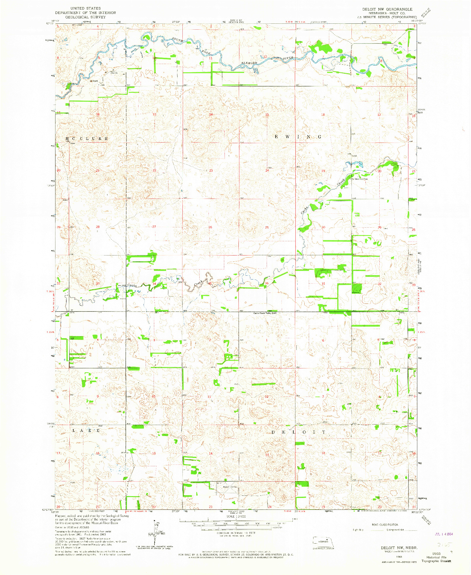 USGS 1:24000-SCALE QUADRANGLE FOR DELOIT NW, NE 1963