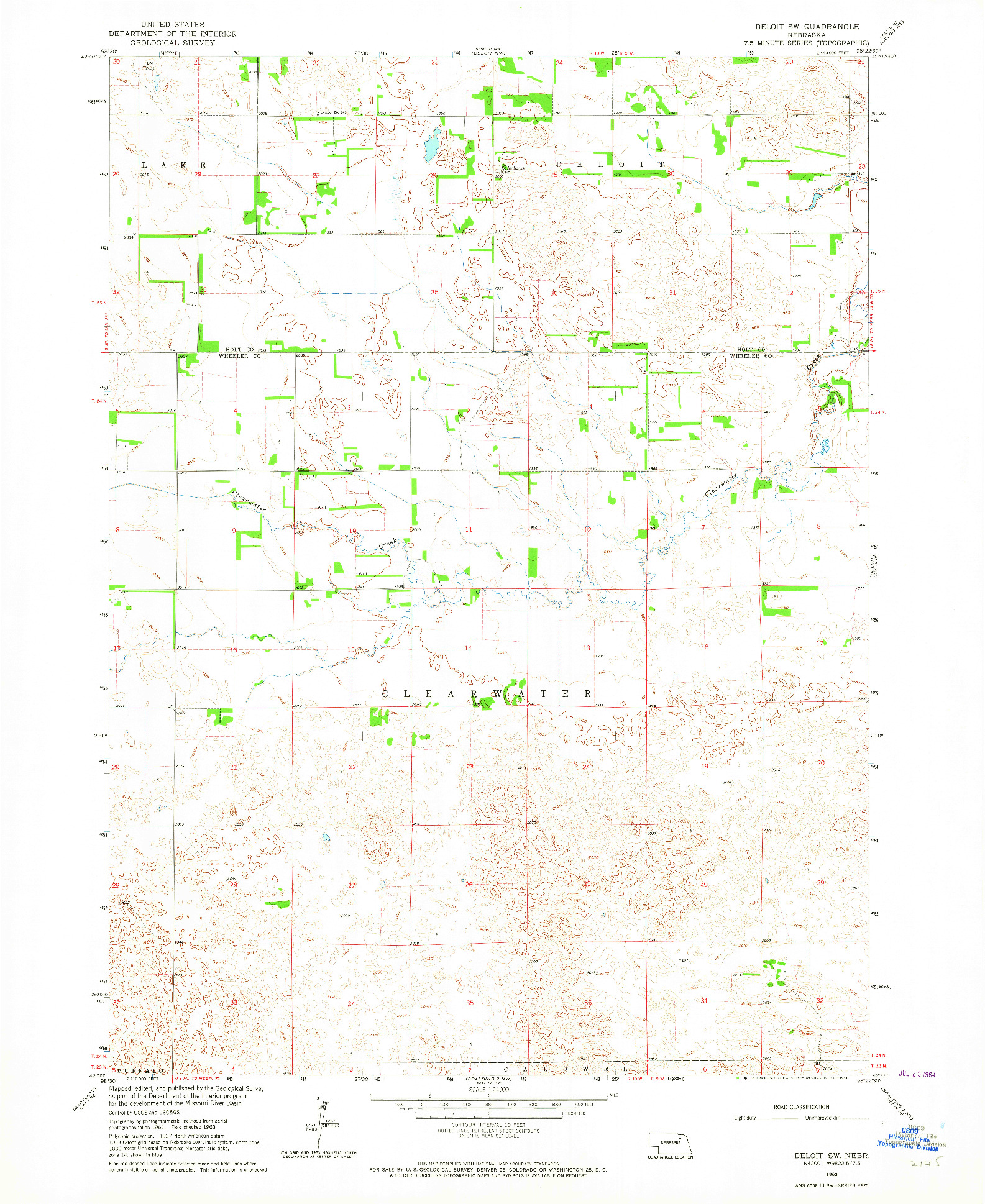 USGS 1:24000-SCALE QUADRANGLE FOR DELOIT SW, NE 1963