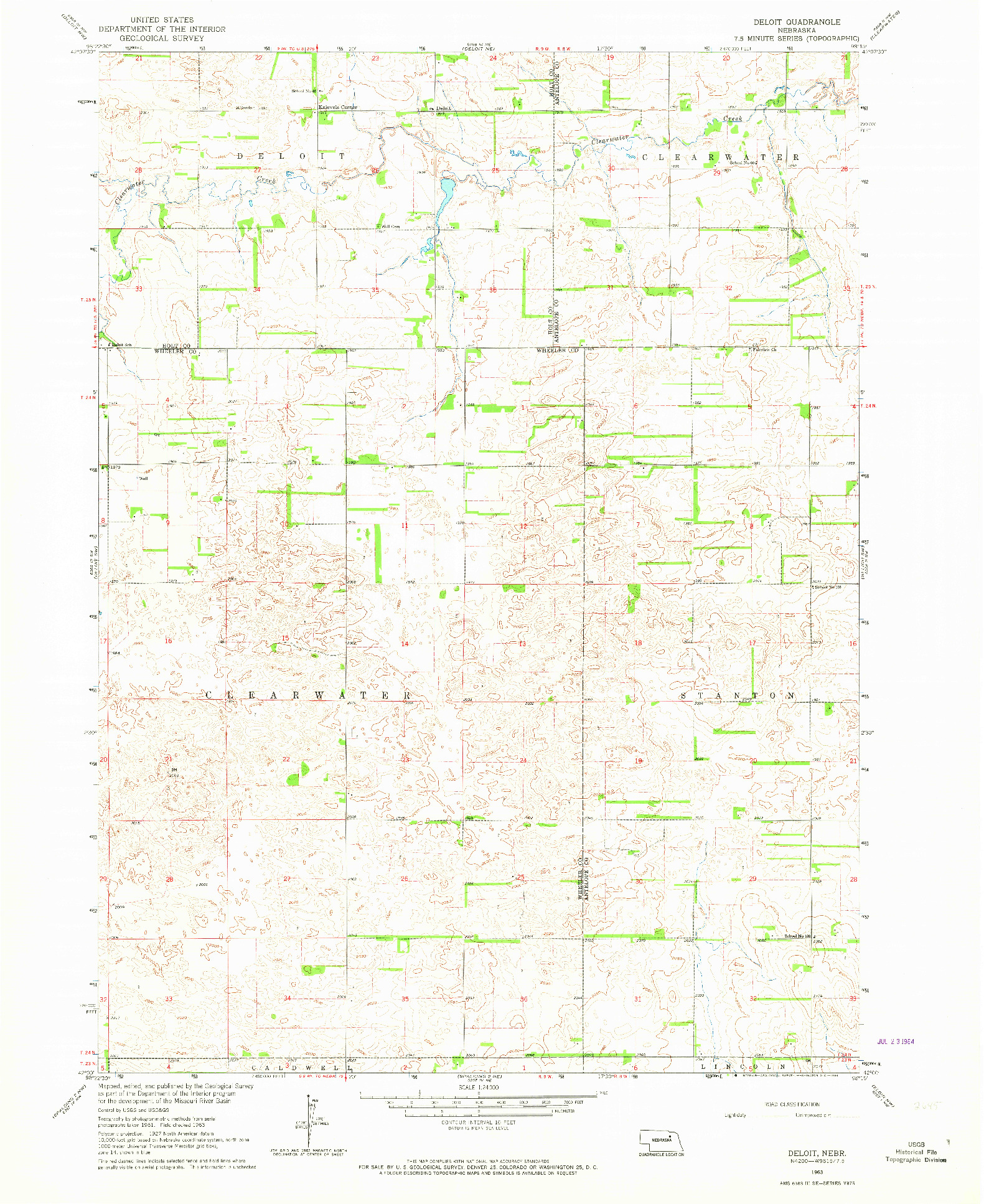 USGS 1:24000-SCALE QUADRANGLE FOR DELOIT, NE 1963