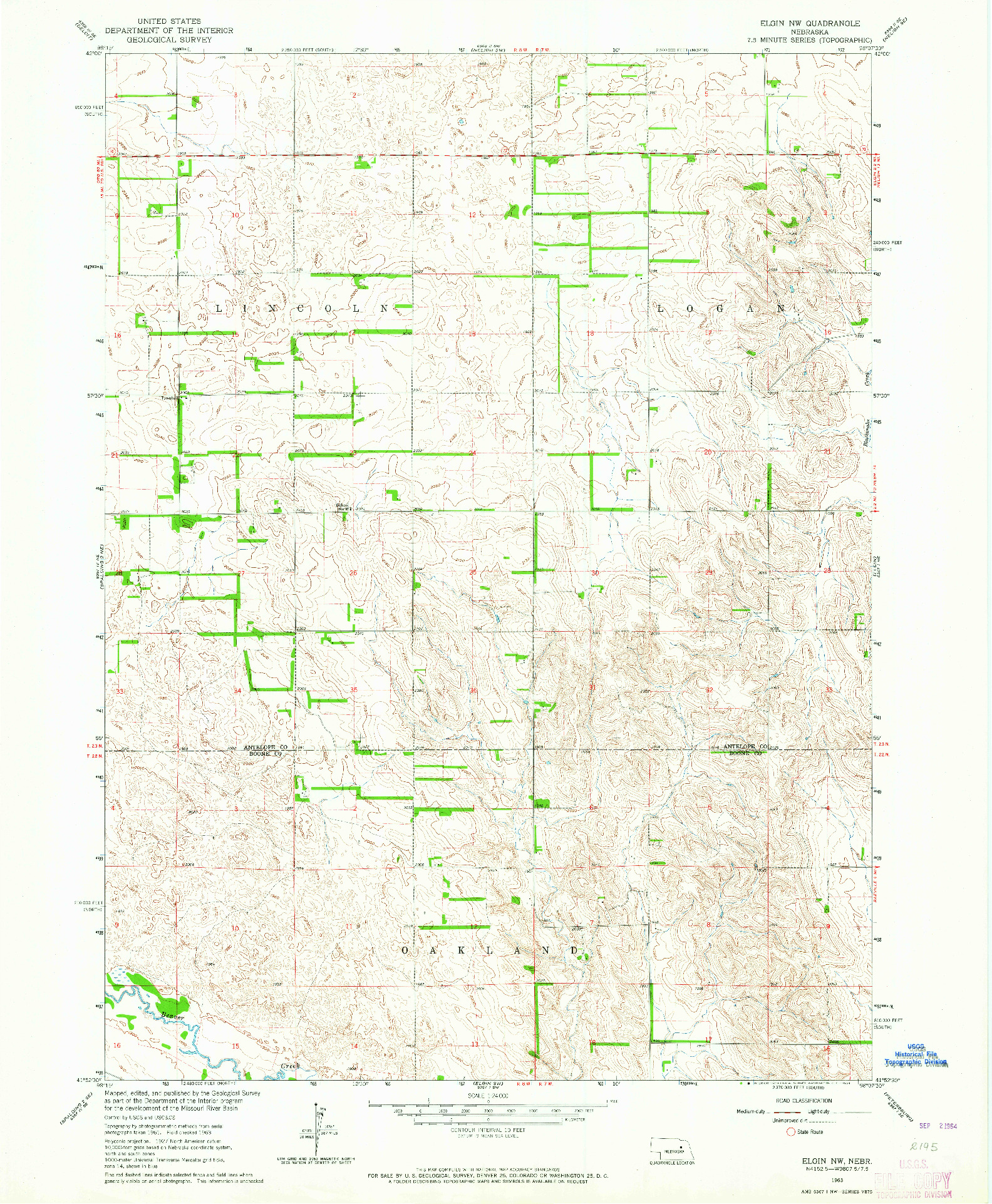 USGS 1:24000-SCALE QUADRANGLE FOR ELGIN NW, NE 1963