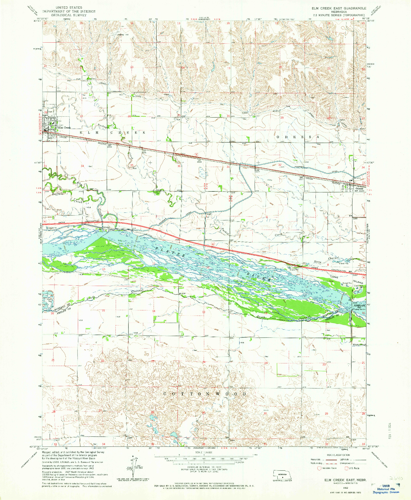 USGS 1:24000-SCALE QUADRANGLE FOR ELM CREEK EAST, NE 1962