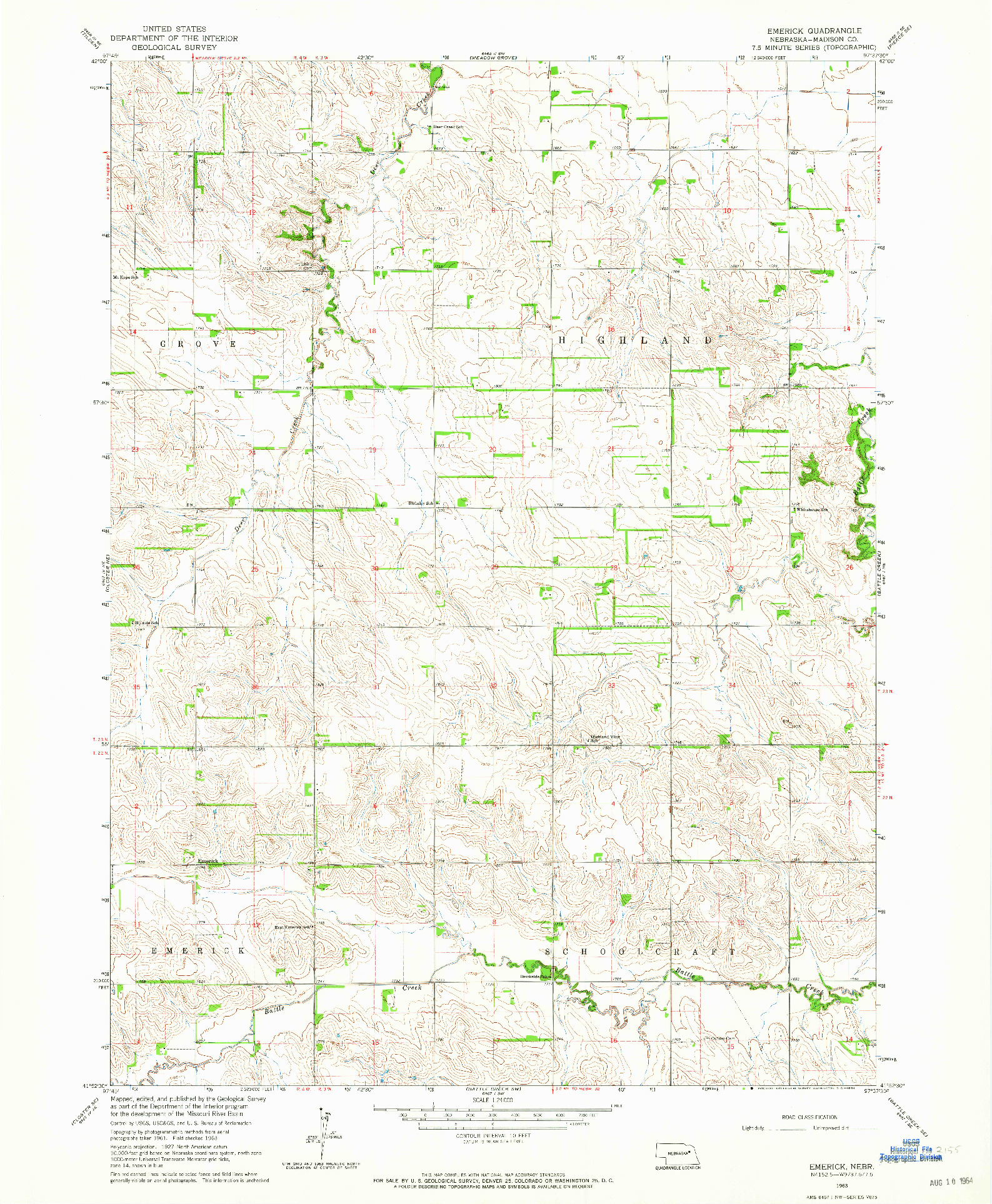 USGS 1:24000-SCALE QUADRANGLE FOR EMERICK, NE 1963