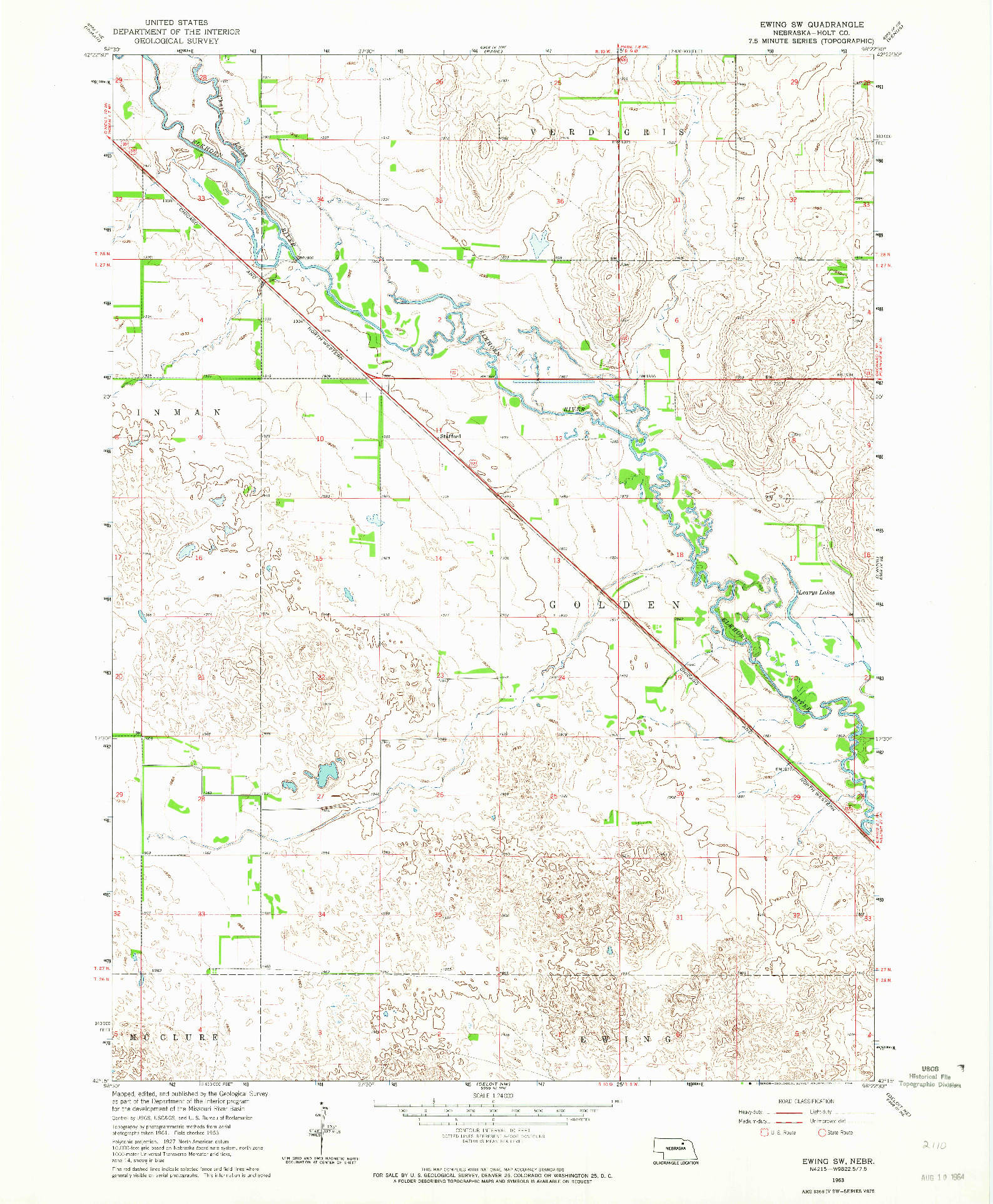USGS 1:24000-SCALE QUADRANGLE FOR EWING SW, NE 1963