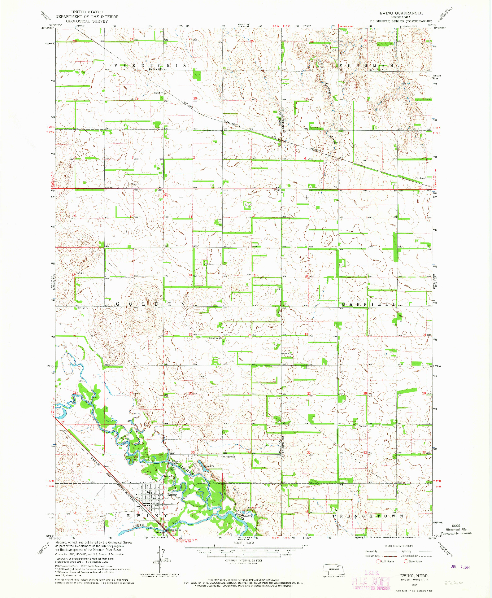 USGS 1:24000-SCALE QUADRANGLE FOR EWING, NE 1963