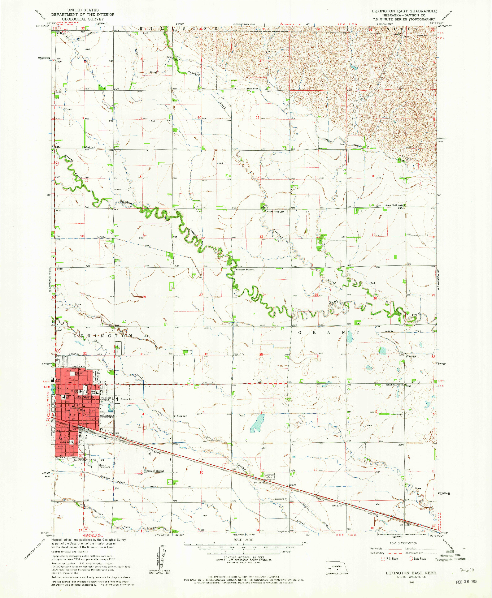 USGS 1:24000-SCALE QUADRANGLE FOR LEXINGTON EAST, NE 1962