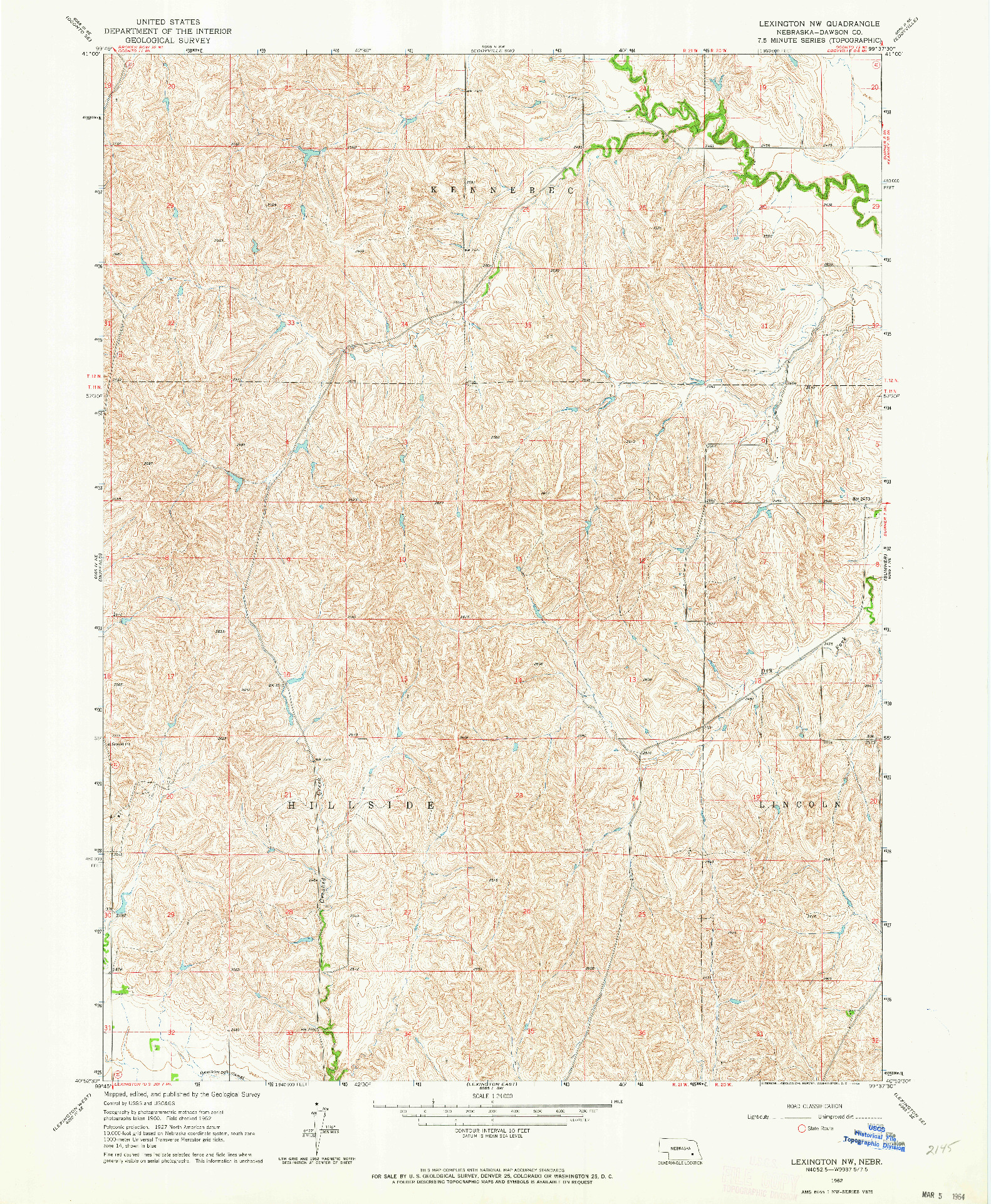 USGS 1:24000-SCALE QUADRANGLE FOR LEXINGTON NW, NE 1962