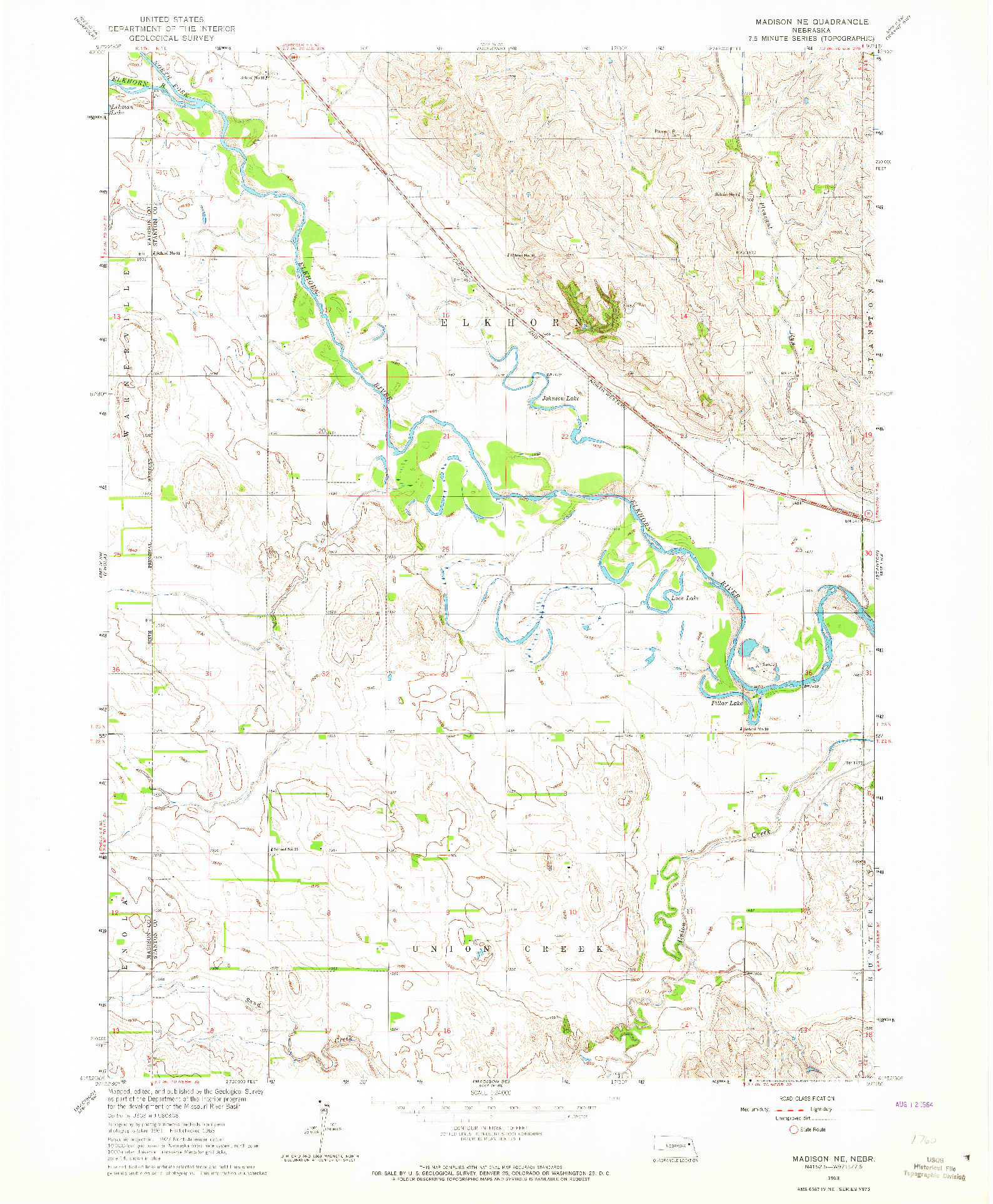 USGS 1:24000-SCALE QUADRANGLE FOR MADISON NE, NE 1963