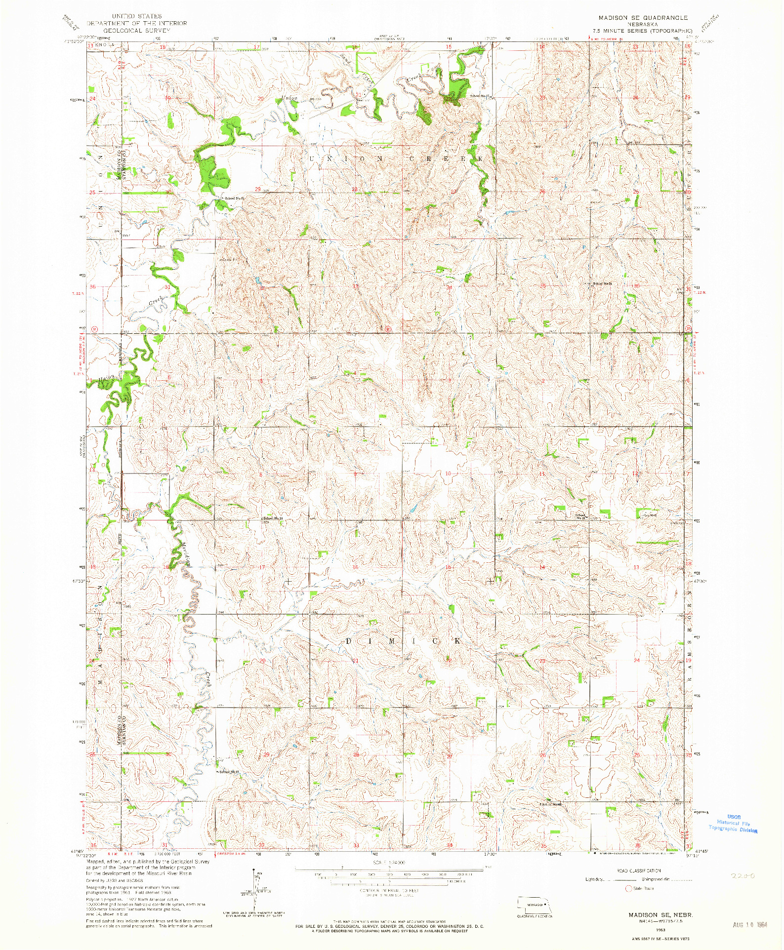 USGS 1:24000-SCALE QUADRANGLE FOR MADISON SE, NE 1963