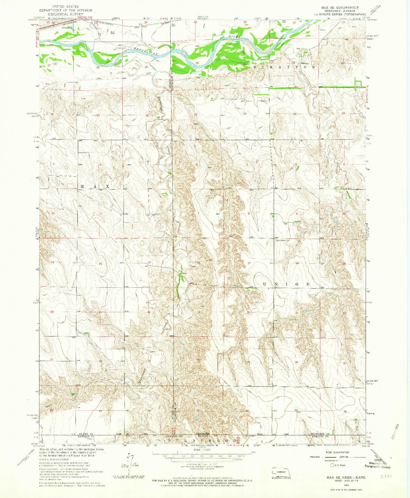 USGS 1:24000-SCALE QUADRANGLE FOR MAX SE, NE 1962