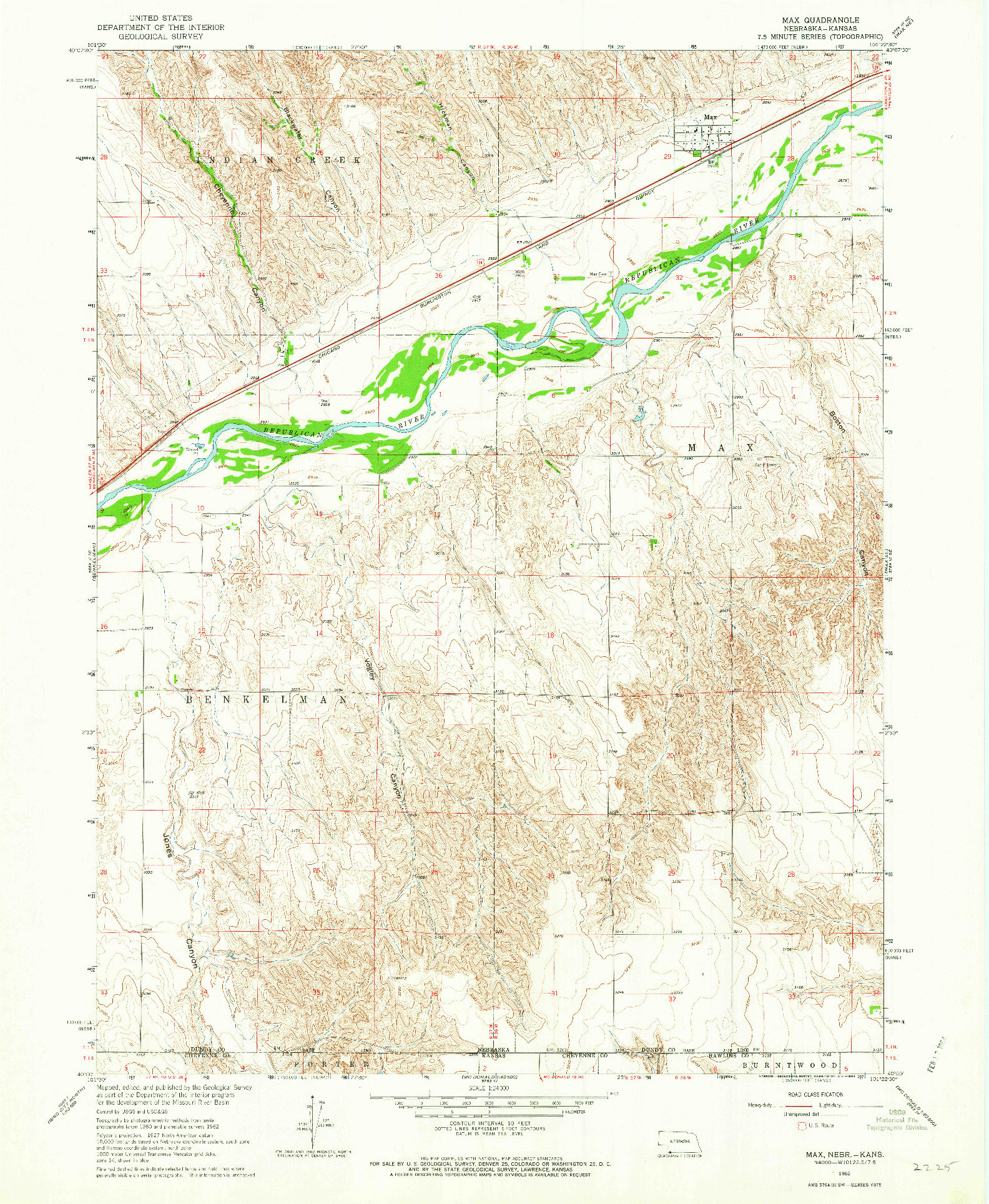 USGS 1:24000-SCALE QUADRANGLE FOR MAX, NE 1962