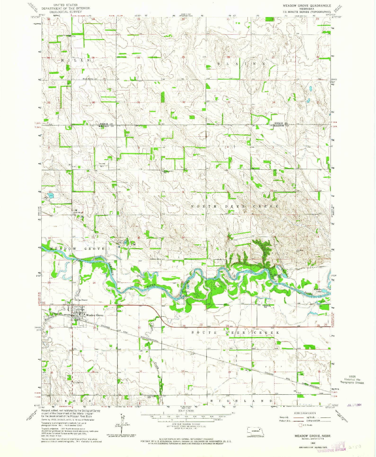 USGS 1:24000-SCALE QUADRANGLE FOR MEADOW GROVE, NE 1963