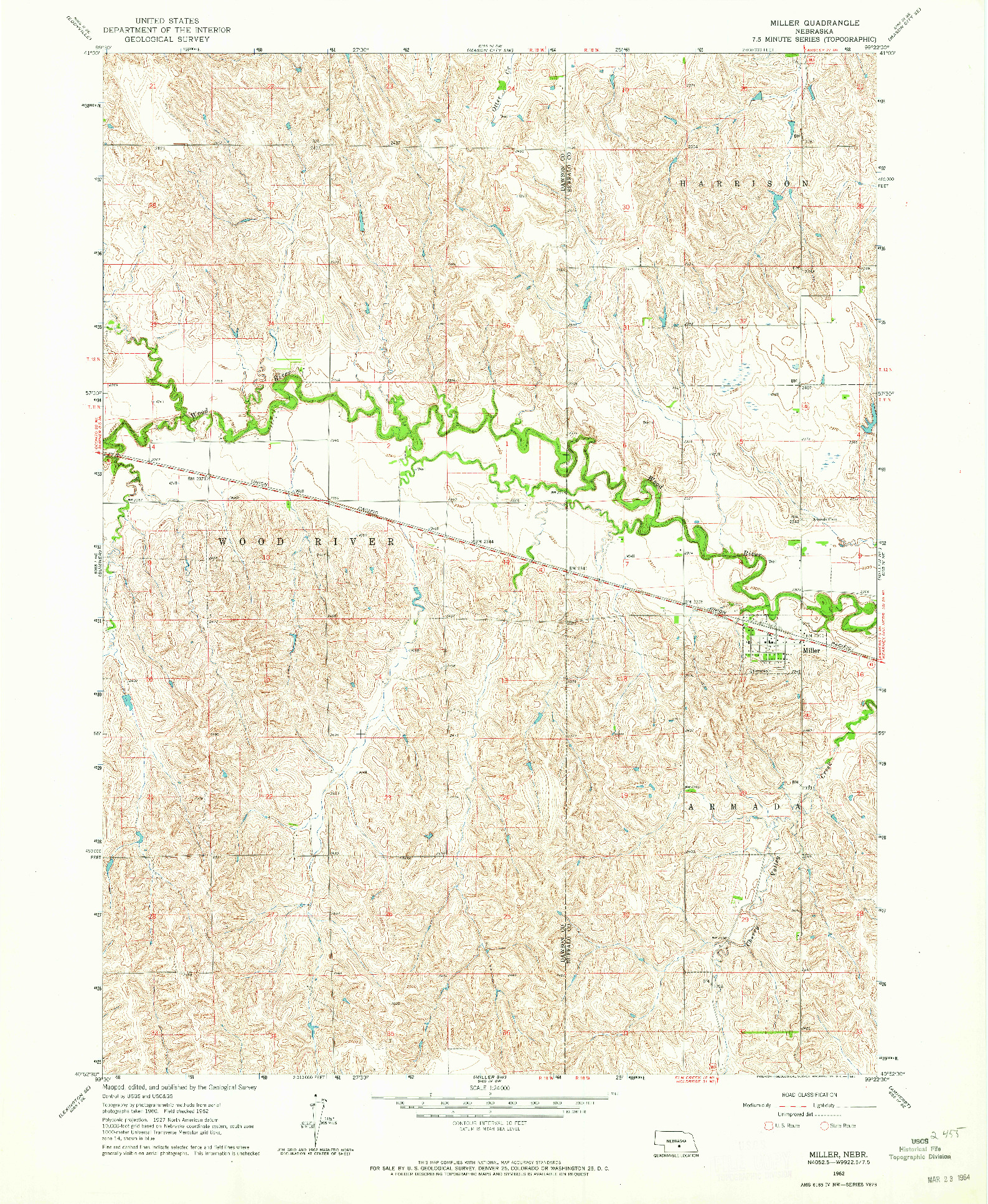 USGS 1:24000-SCALE QUADRANGLE FOR MILLER, NE 1962
