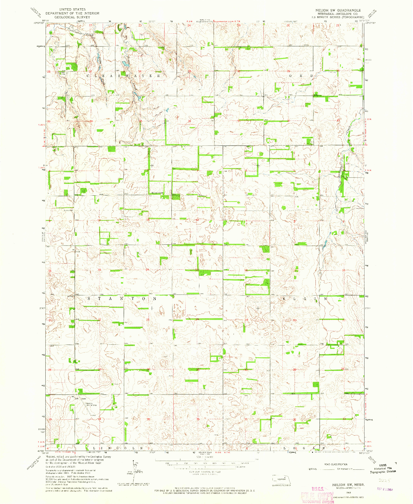 USGS 1:24000-SCALE QUADRANGLE FOR NELIGH SW, NE 1963