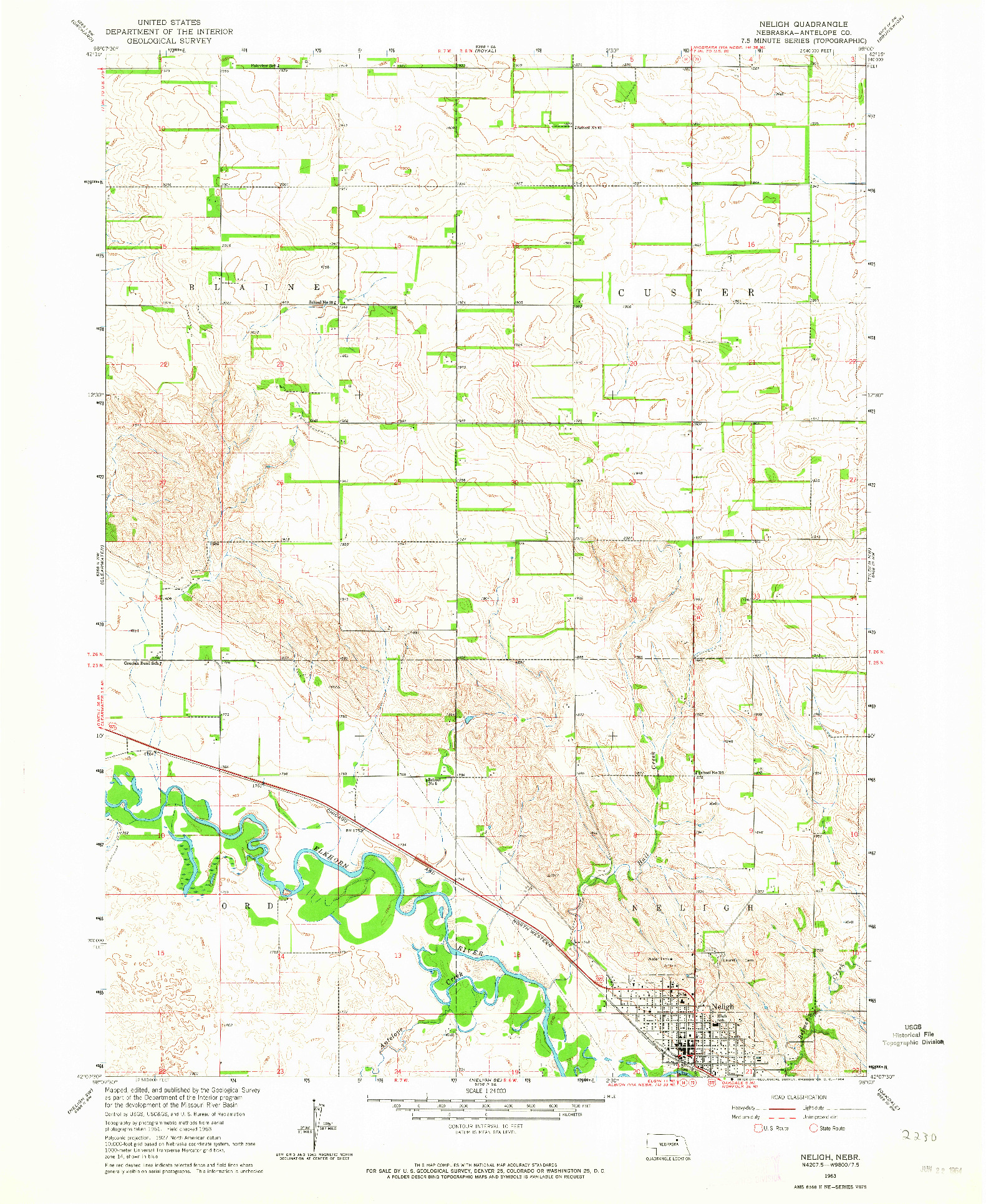 USGS 1:24000-SCALE QUADRANGLE FOR NELIGH, NE 1963