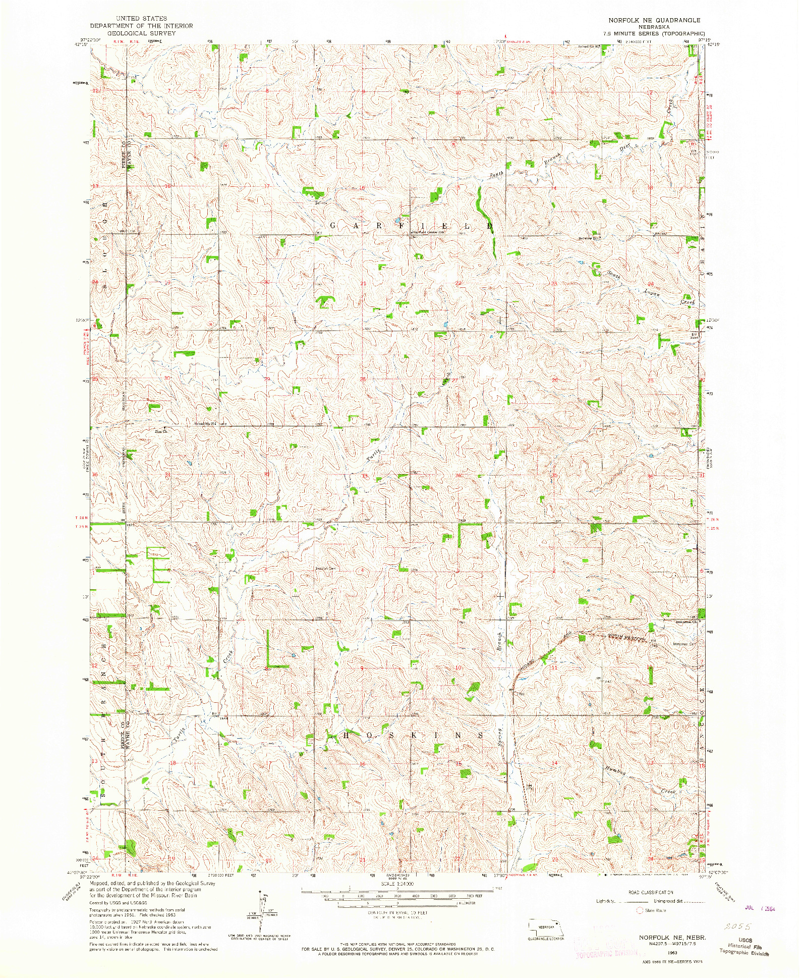 USGS 1:24000-SCALE QUADRANGLE FOR NORFOLK NE, NE 1963