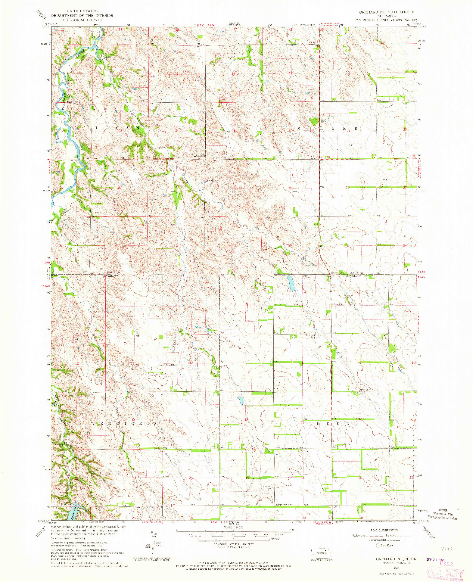 USGS 1:24000-SCALE QUADRANGLE FOR ORCHARD NE, NE 1963