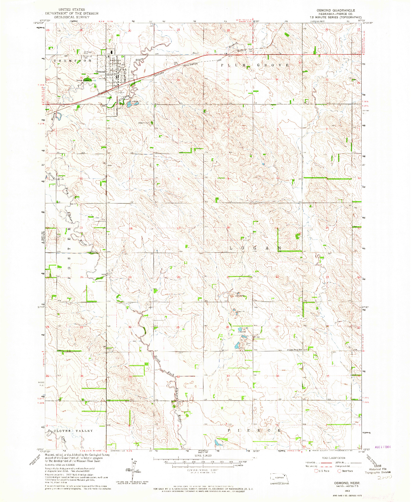 USGS 1:24000-SCALE QUADRANGLE FOR OSMOND, NE 1963