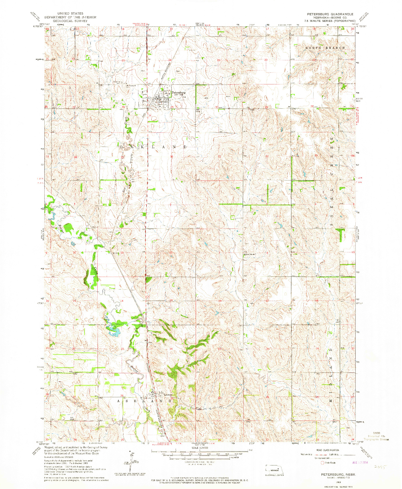 USGS 1:24000-SCALE QUADRANGLE FOR PETERSBURG, NE 1963