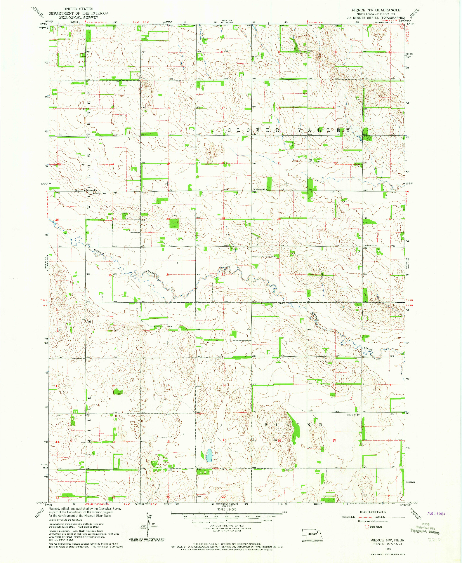 USGS 1:24000-SCALE QUADRANGLE FOR PIERCE NW, NE 1963