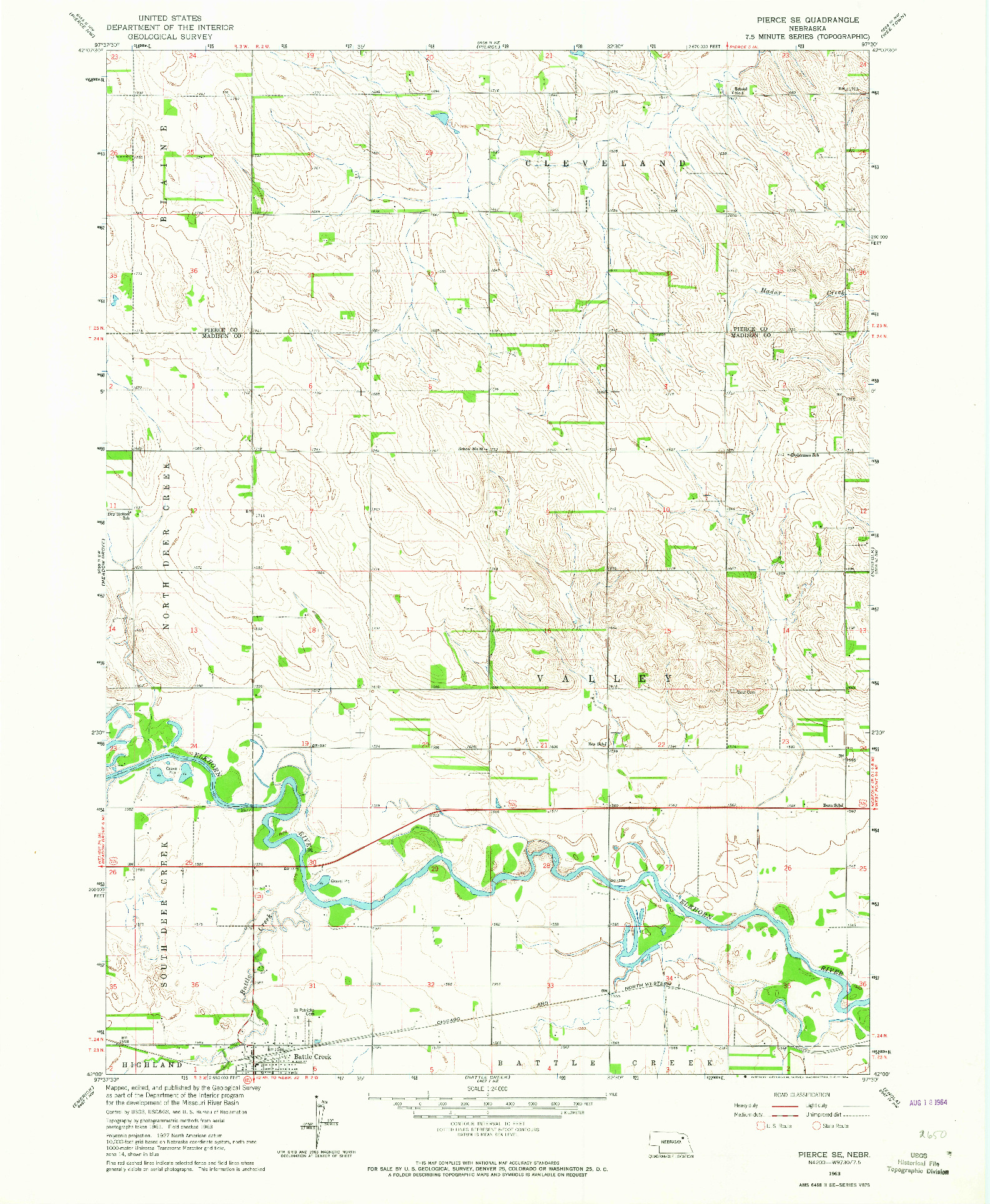 USGS 1:24000-SCALE QUADRANGLE FOR PIERCE SE, NE 1963
