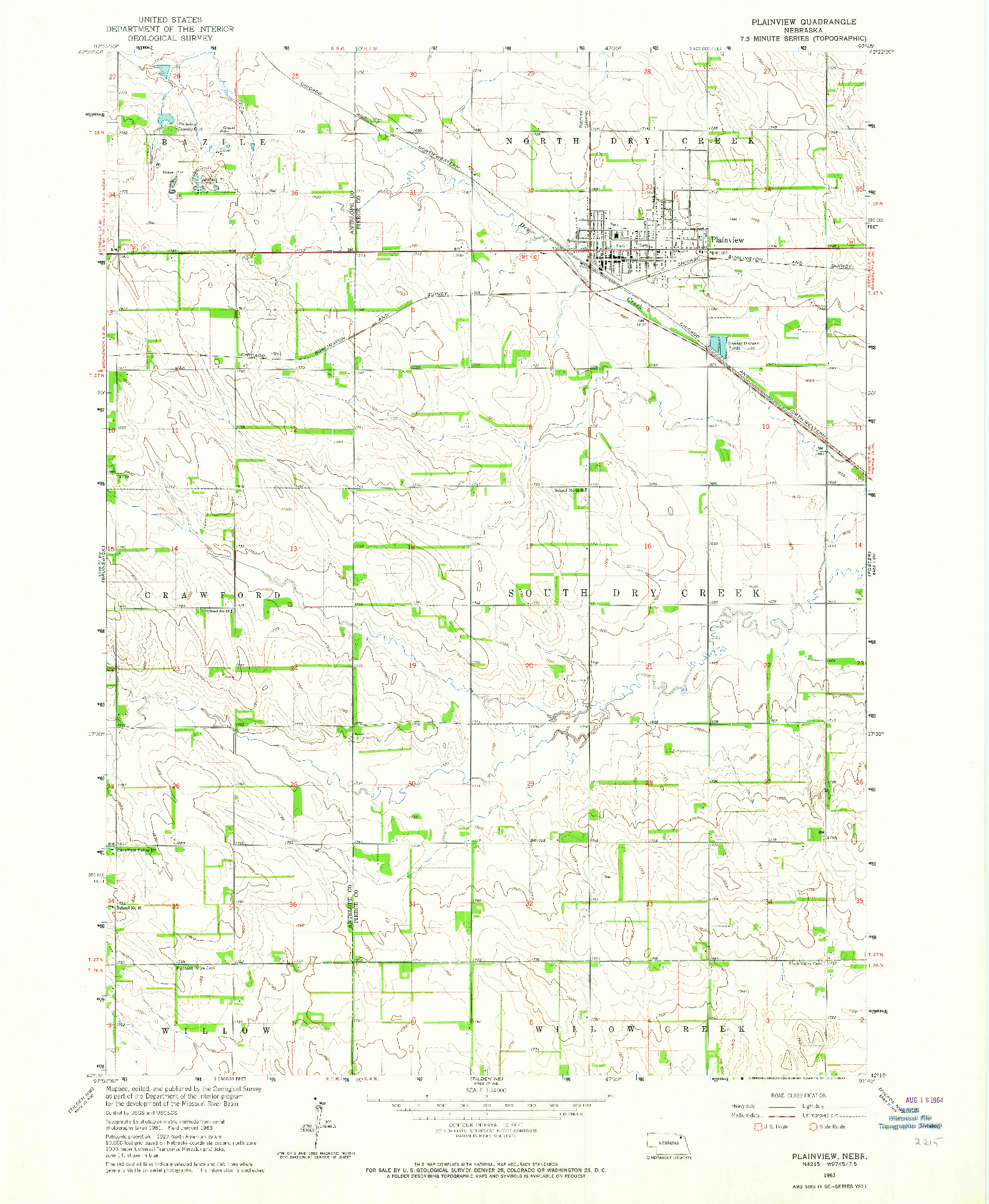 USGS 1:24000-SCALE QUADRANGLE FOR PLAINVIEW, NE 1963