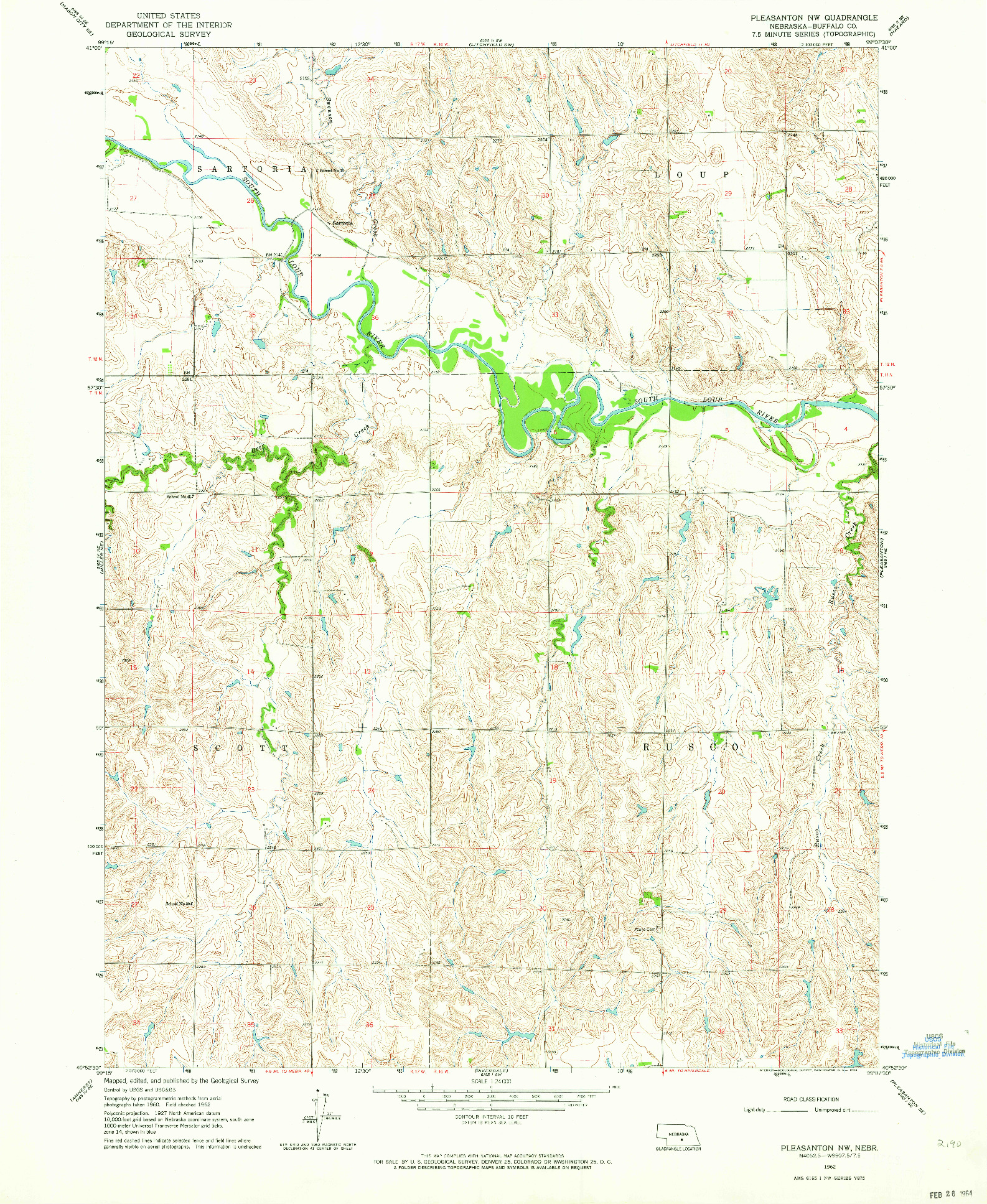 USGS 1:24000-SCALE QUADRANGLE FOR PLEASANTON NW, NE 1962