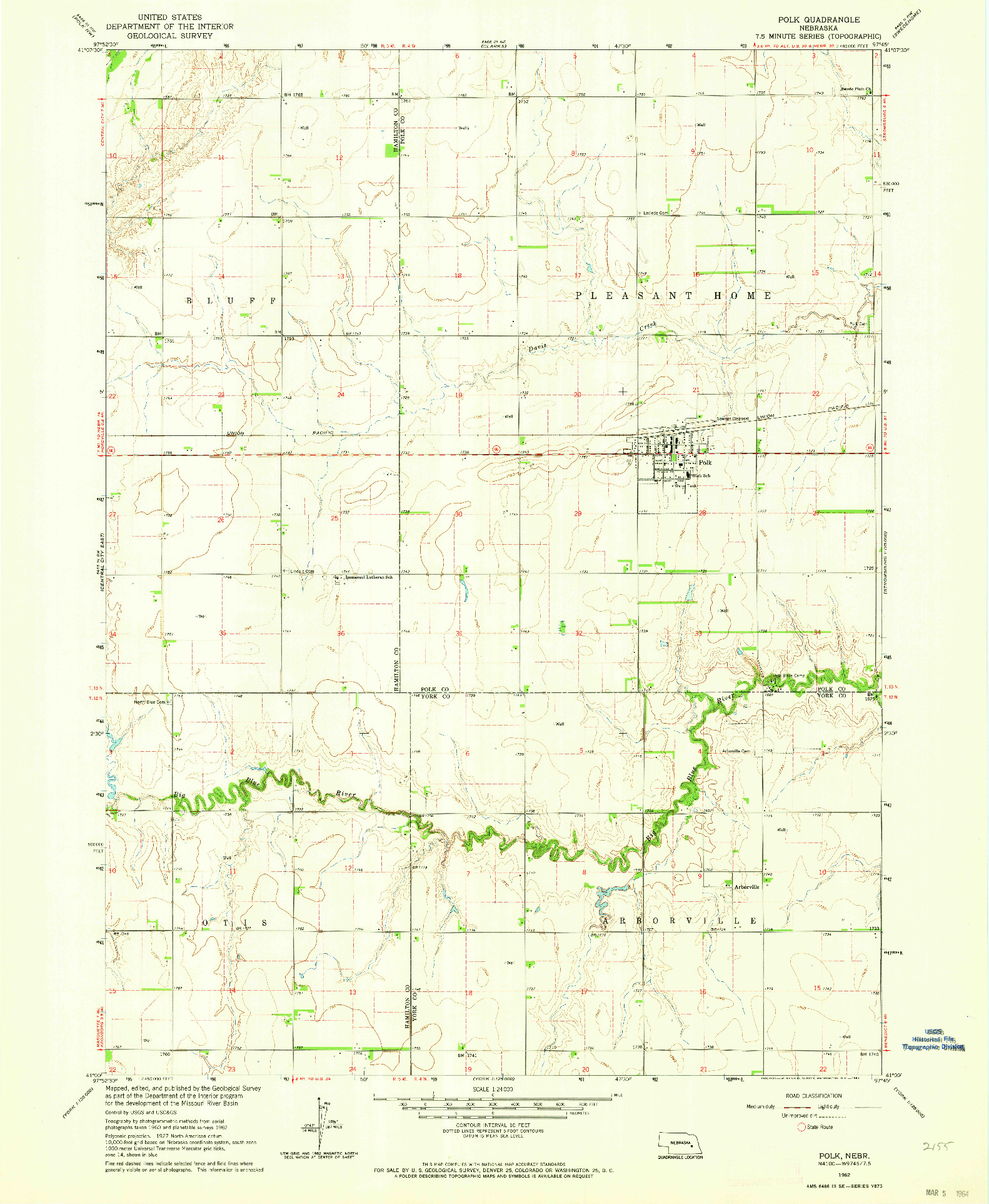 USGS 1:24000-SCALE QUADRANGLE FOR POLK, NE 1962