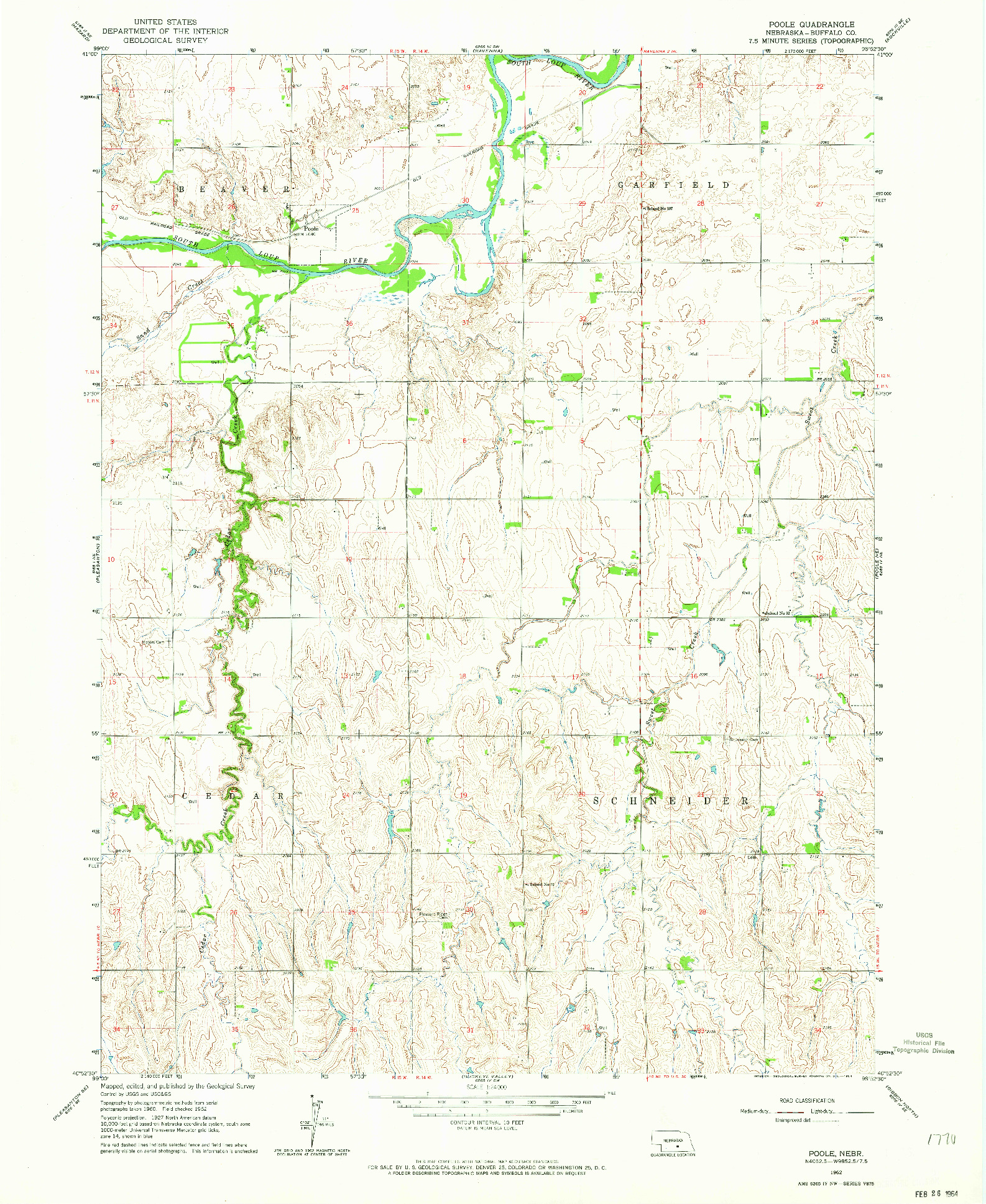 USGS 1:24000-SCALE QUADRANGLE FOR POOLE, NE 1962