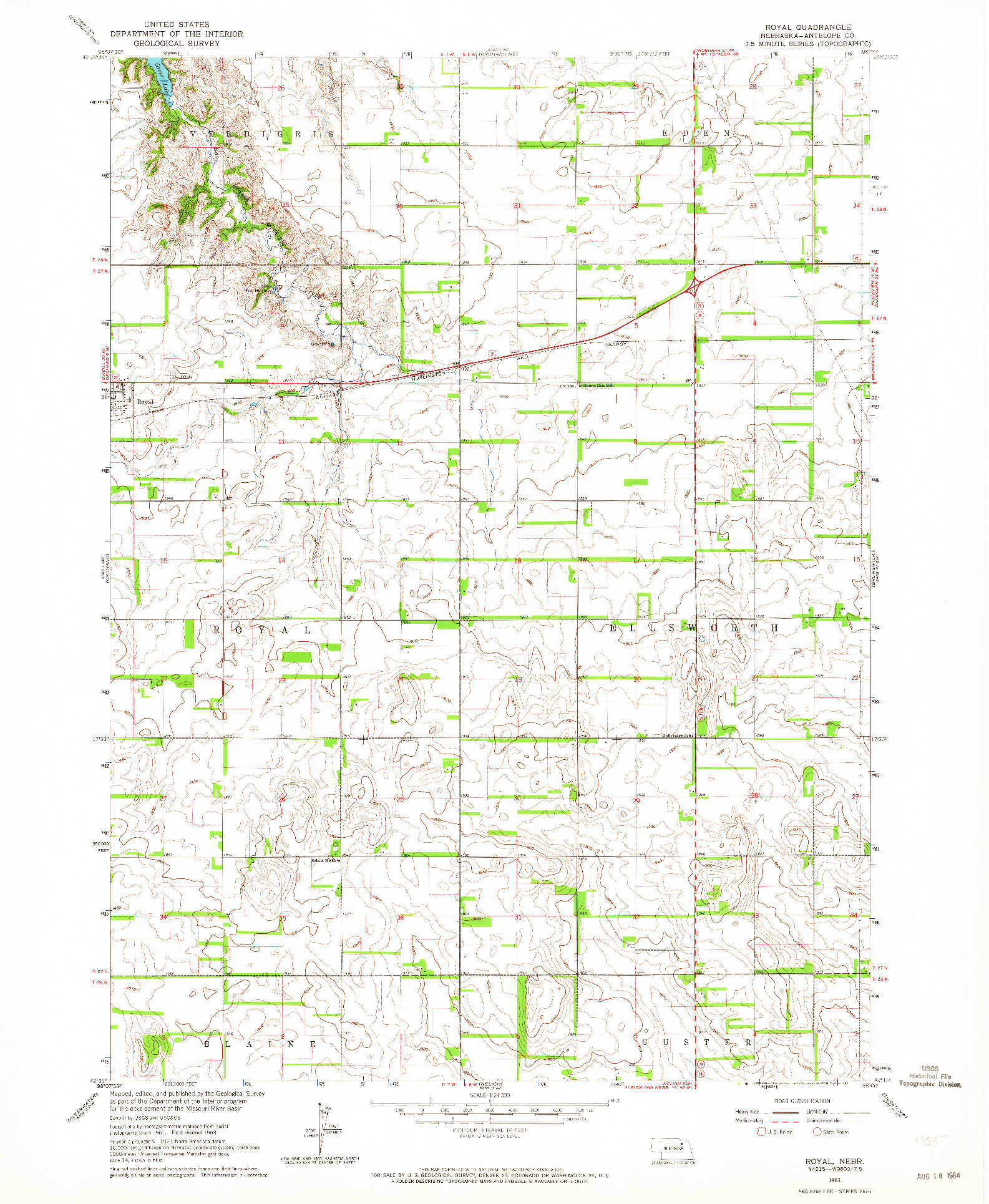 USGS 1:24000-SCALE QUADRANGLE FOR ROYAL, NE 1963