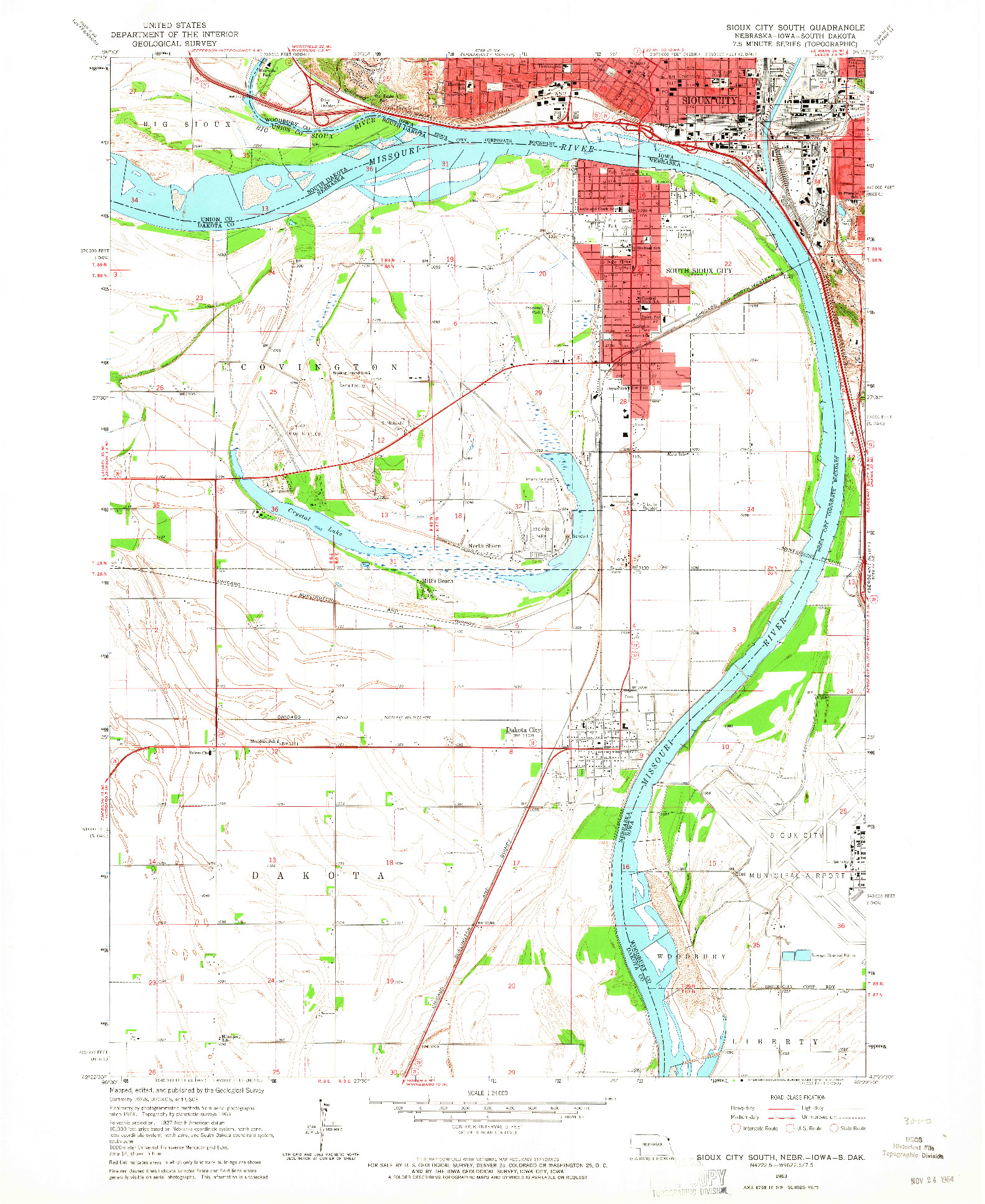 USGS 1:24000-SCALE QUADRANGLE FOR SIOUX CITY SOUTH, NE 1963