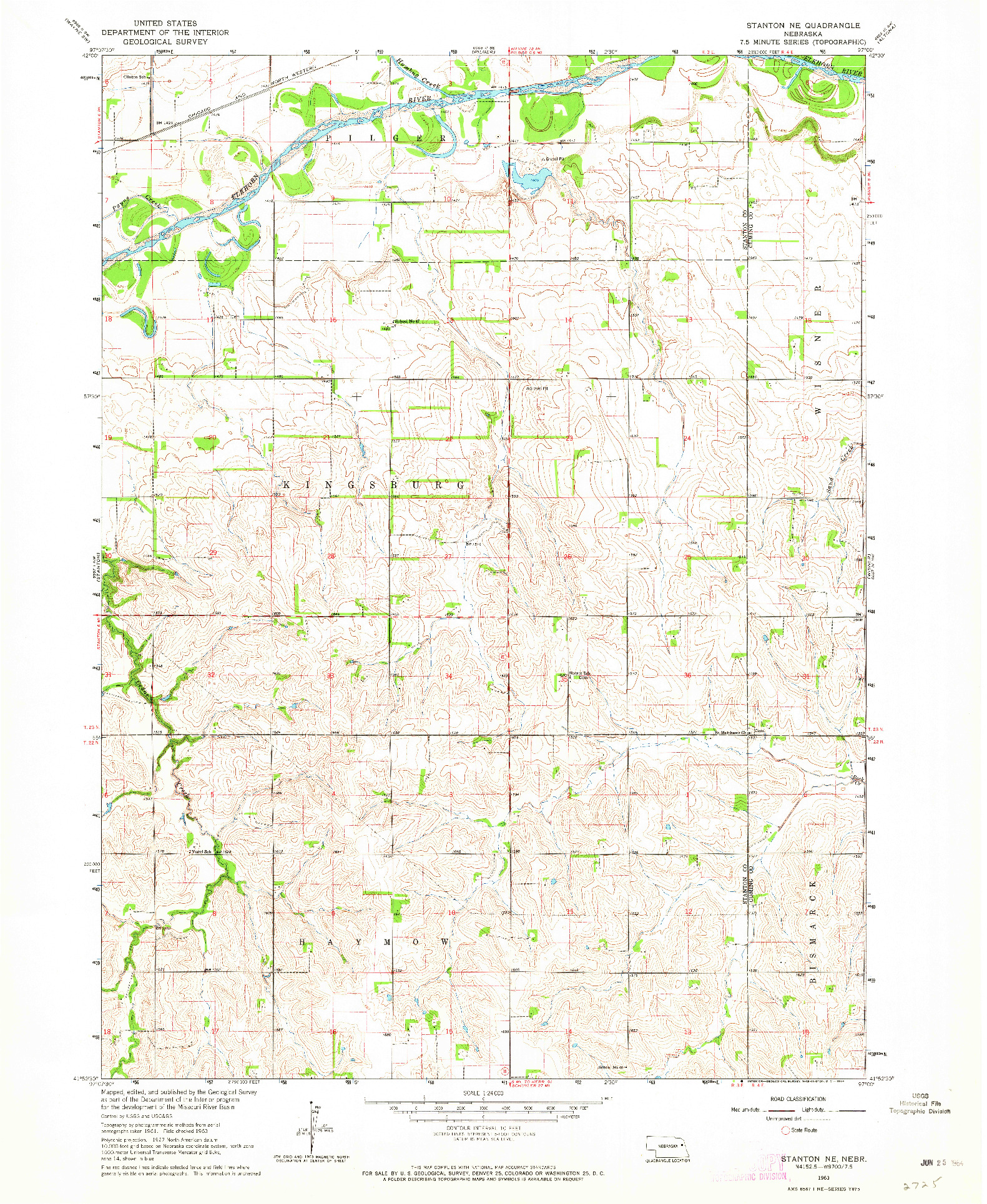 USGS 1:24000-SCALE QUADRANGLE FOR STANTON NE, NE 1963