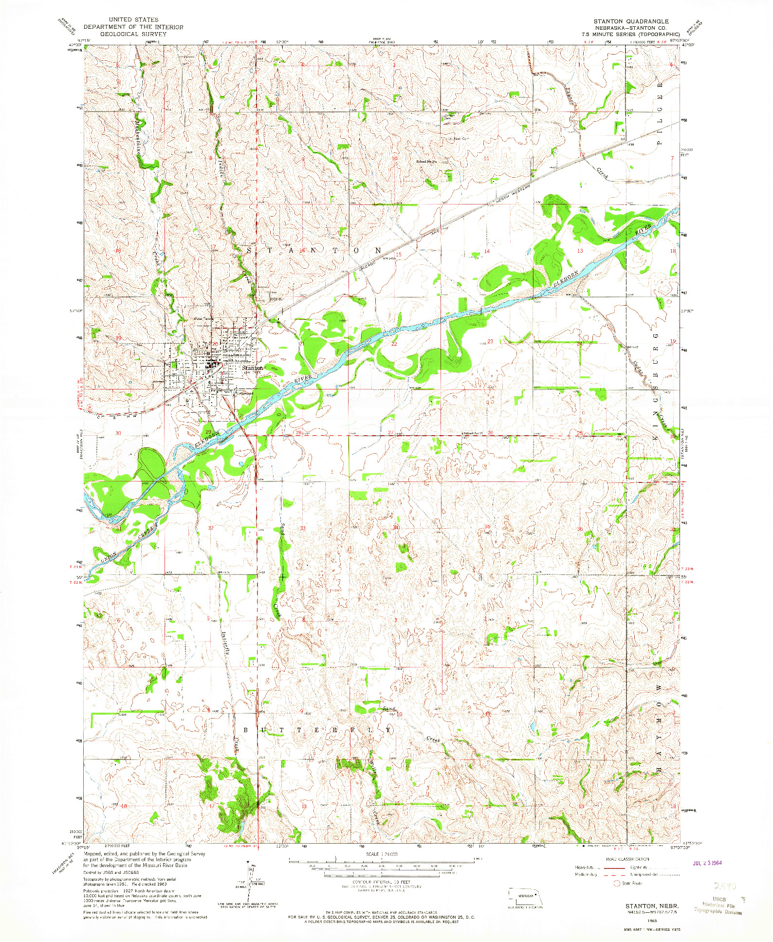 USGS 1:24000-SCALE QUADRANGLE FOR STANTON, NE 1963